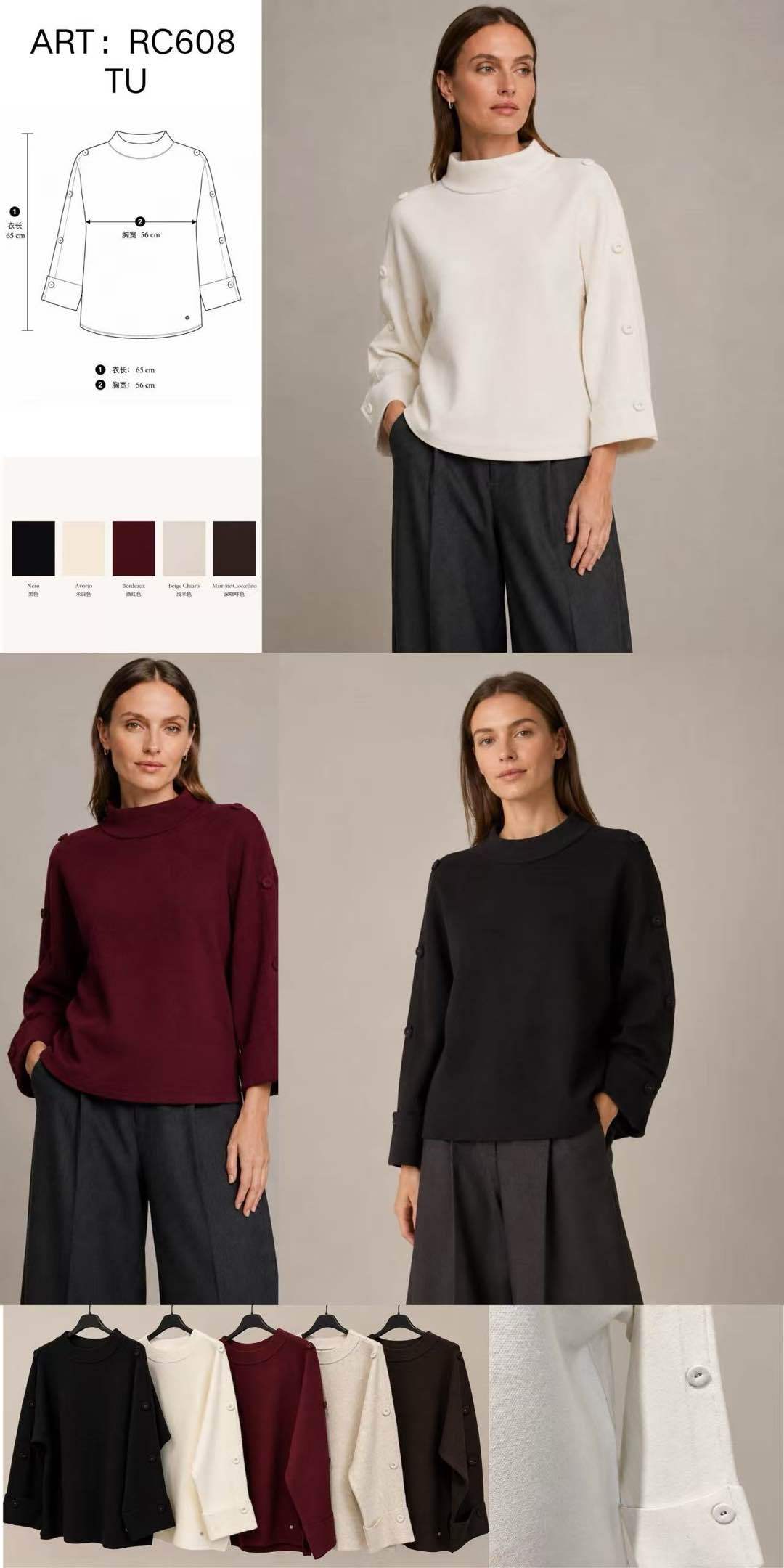 3/4 Sleeve Mock Neck Top