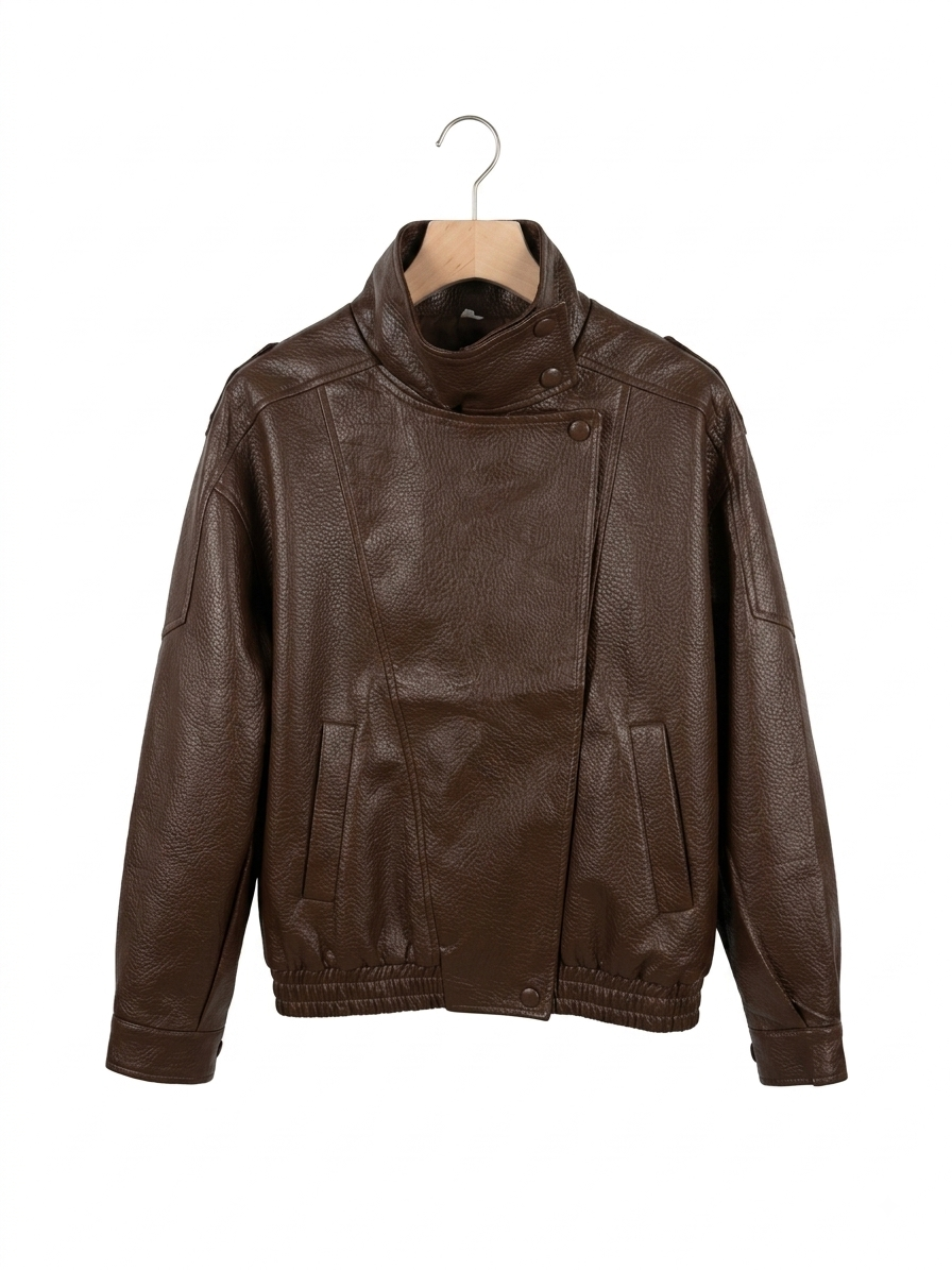 Cropped Faux Leather Jacket