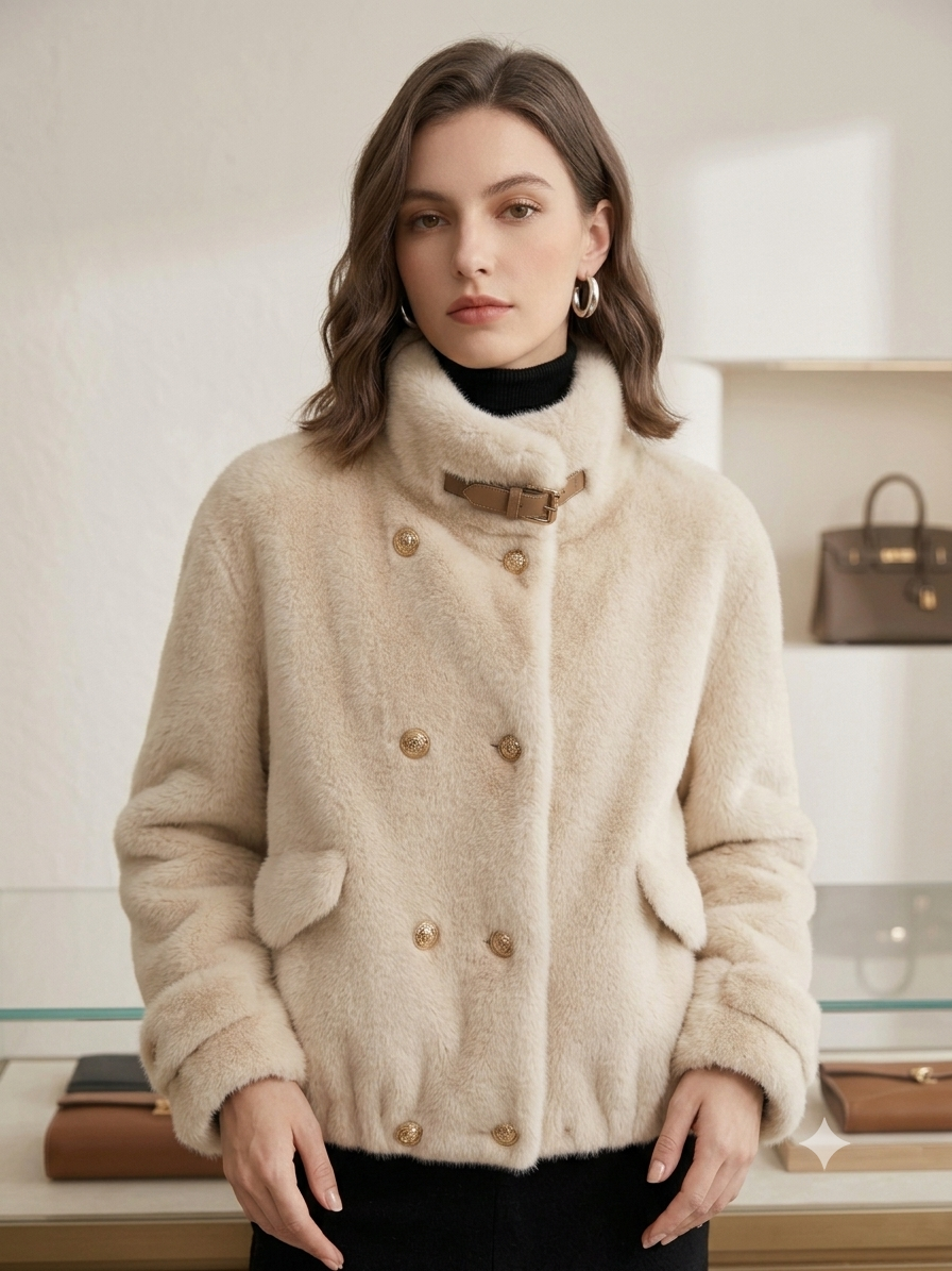 Short Jacket with Mock Turtleneck