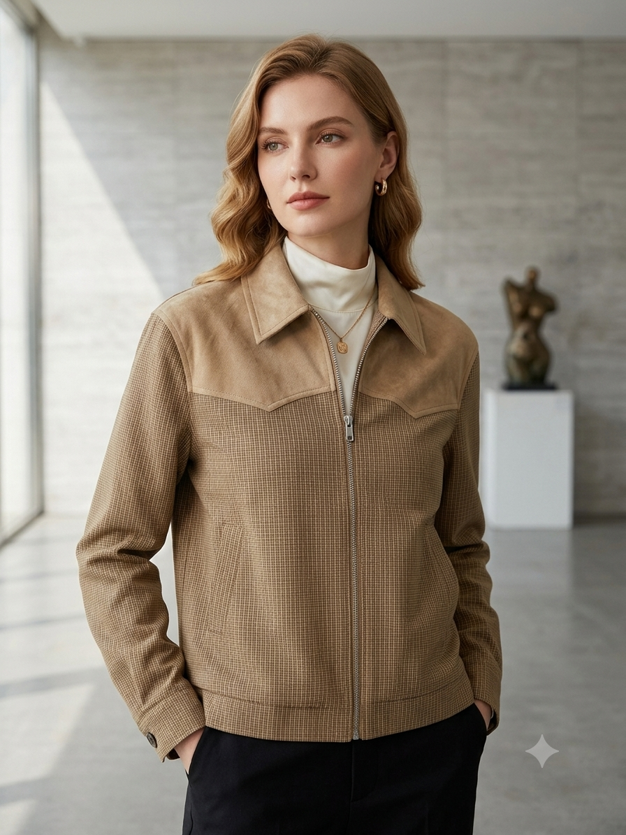 Short Jacket with Shirt Collar