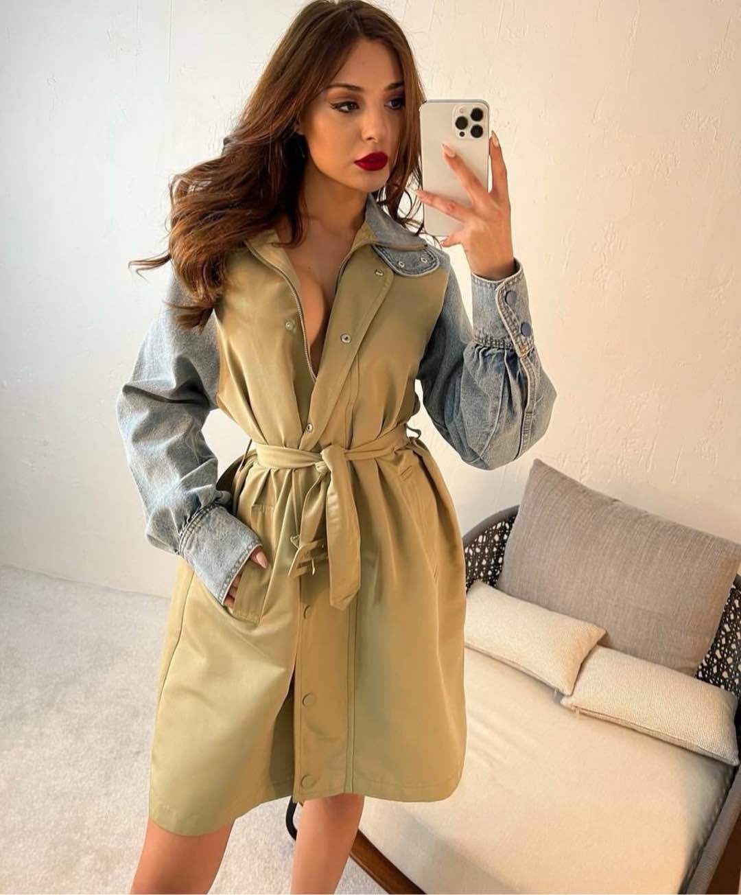 Tailored Trench-Style Jacket with Belt