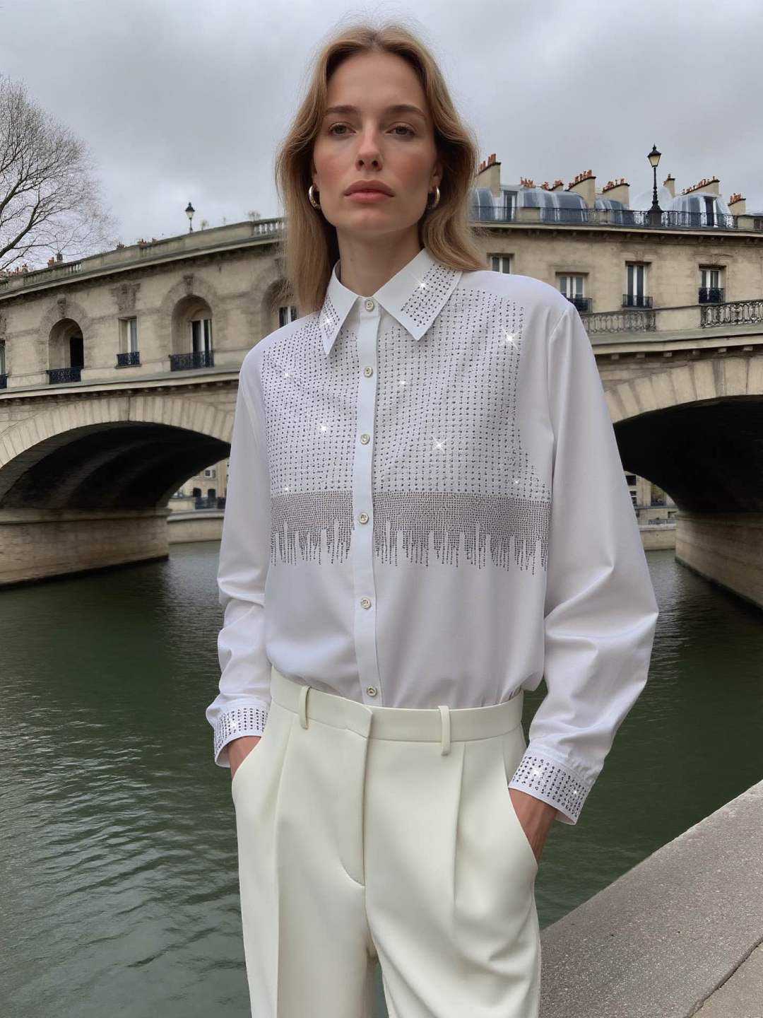 Satin Shirt with Studs