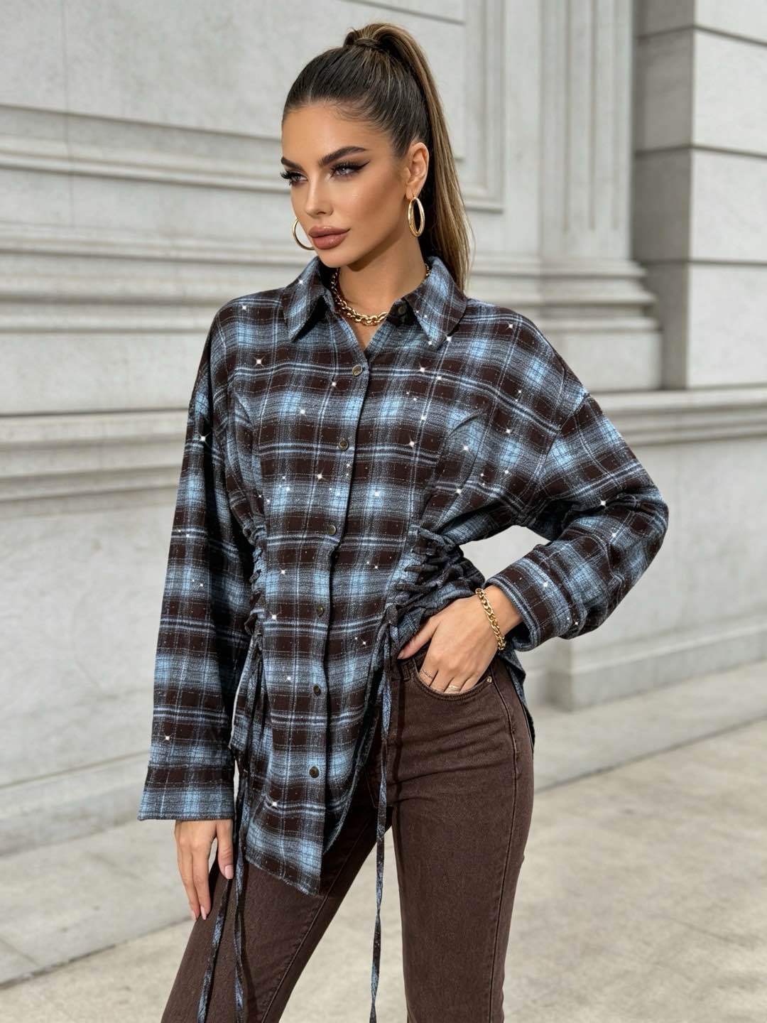Long Loose Check Shirt
