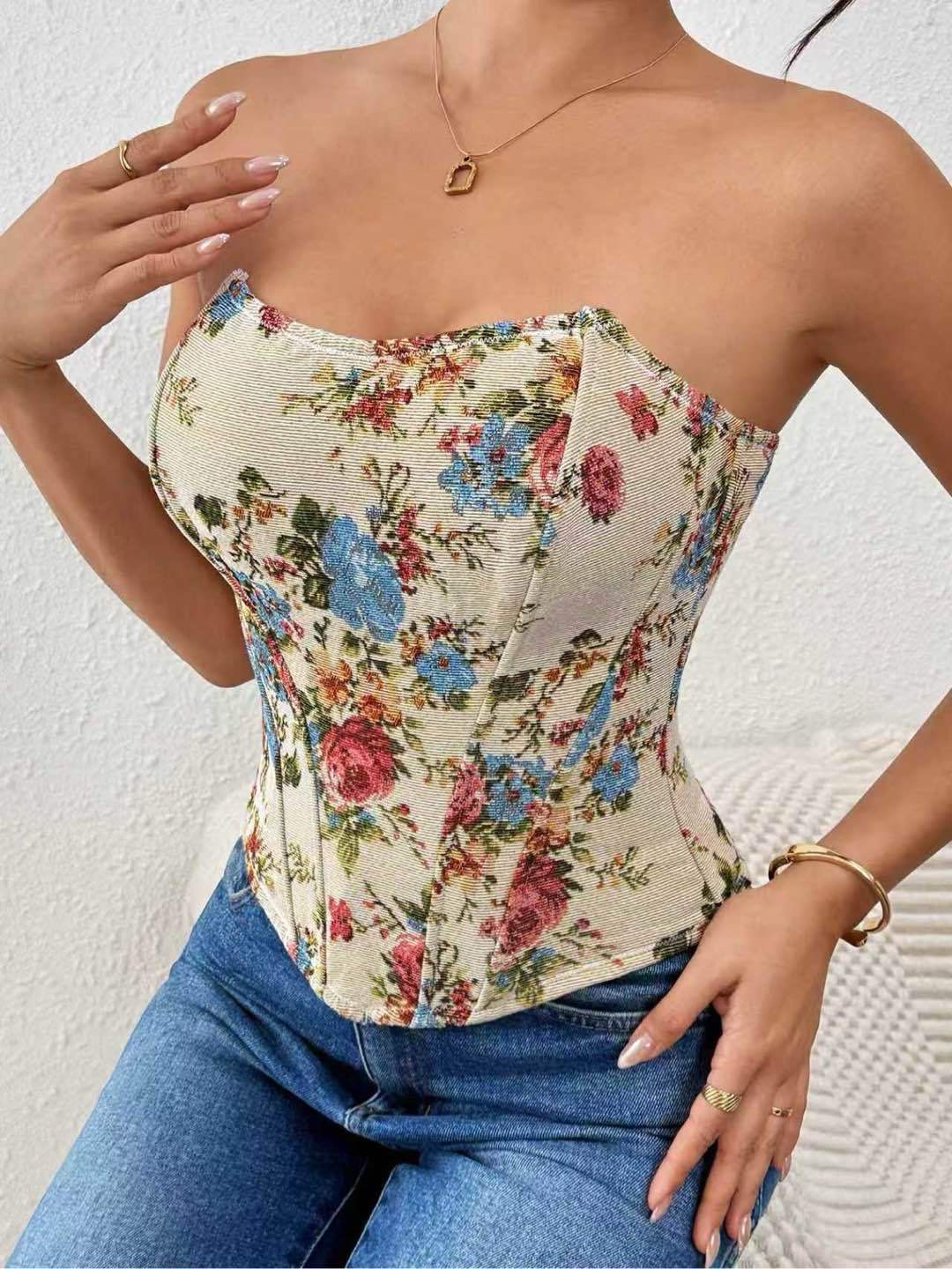 Square-Neck Corset Top