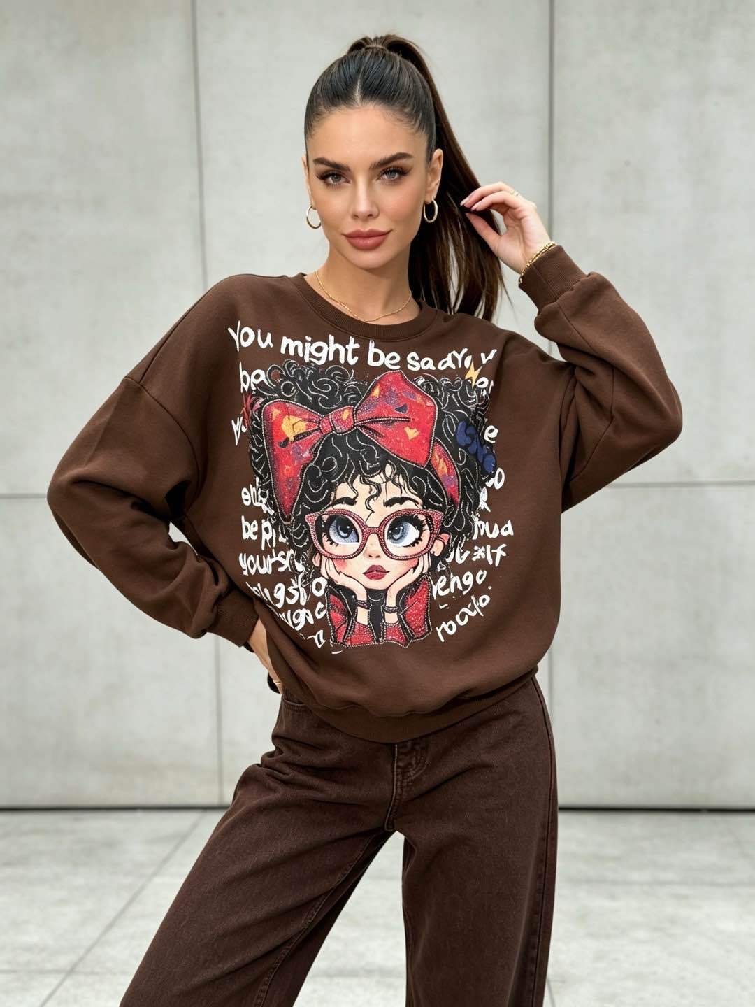 Oversized Sweatshirt with Slogan