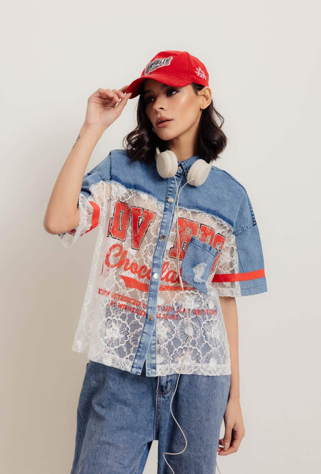 Oversized Shirt with Embroidered Detail