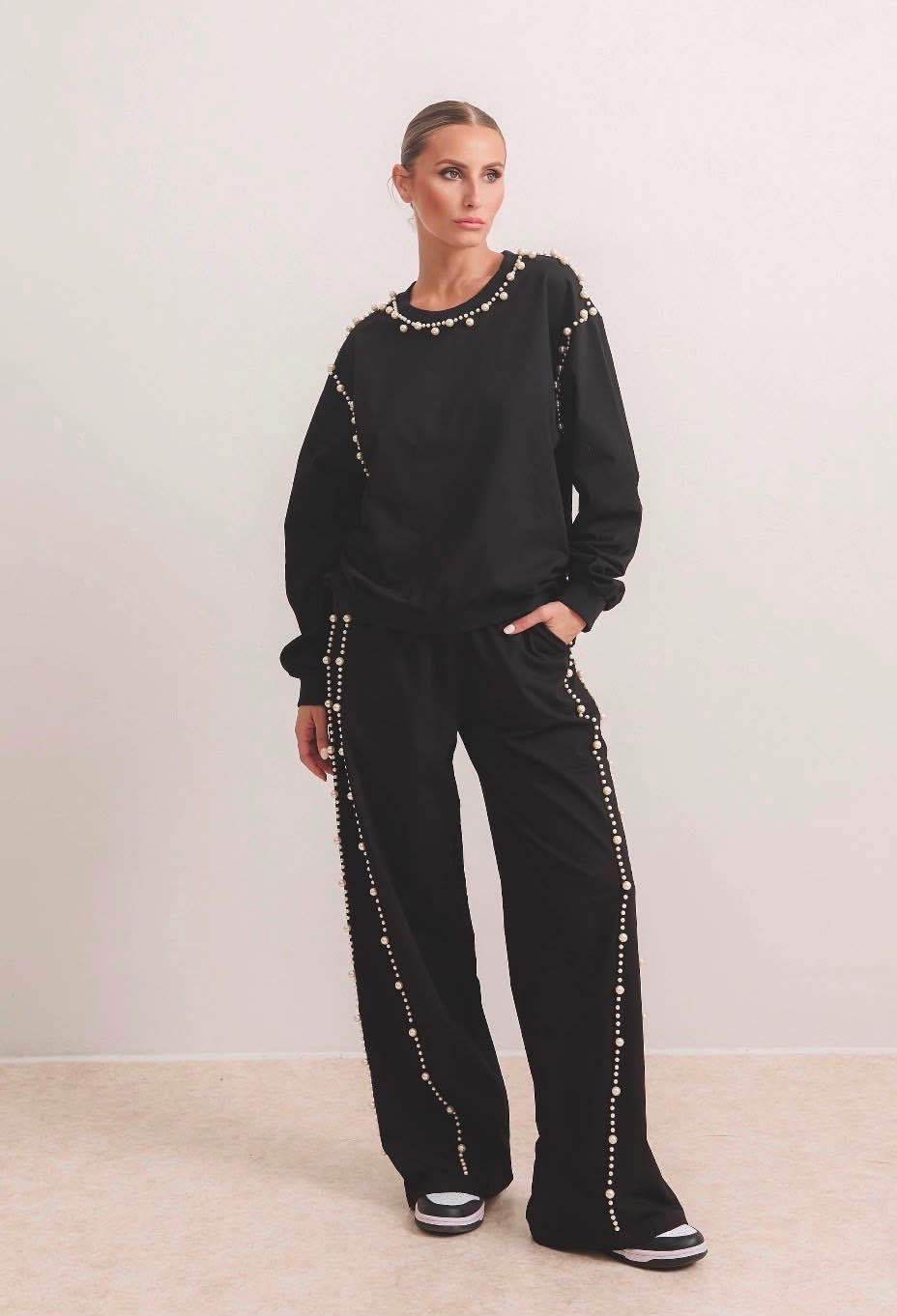 Relaxed Tracksuit with Pearl Trim