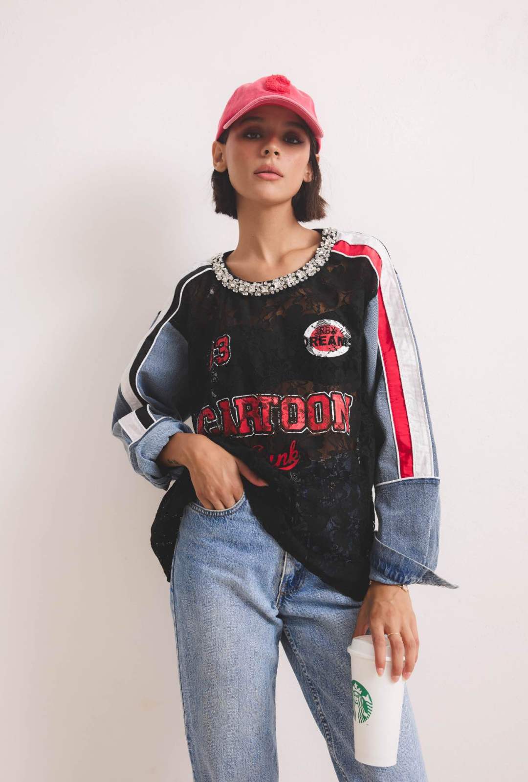 Lace Top with Slogan