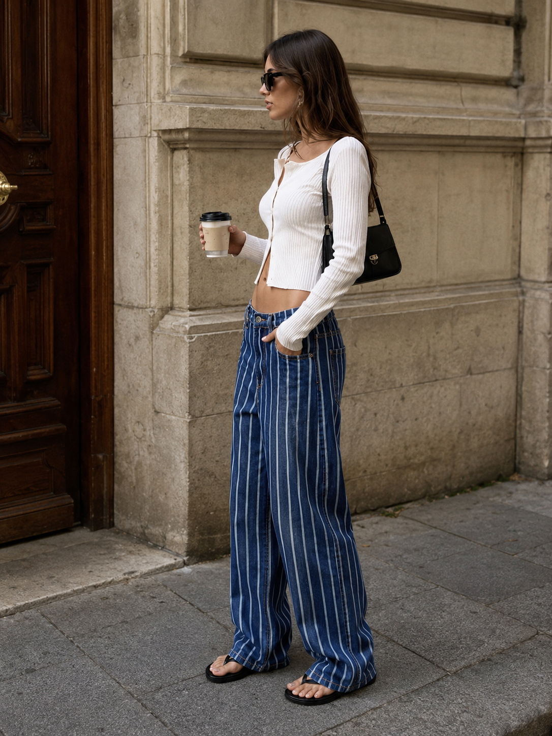 Wide Striped Trousers