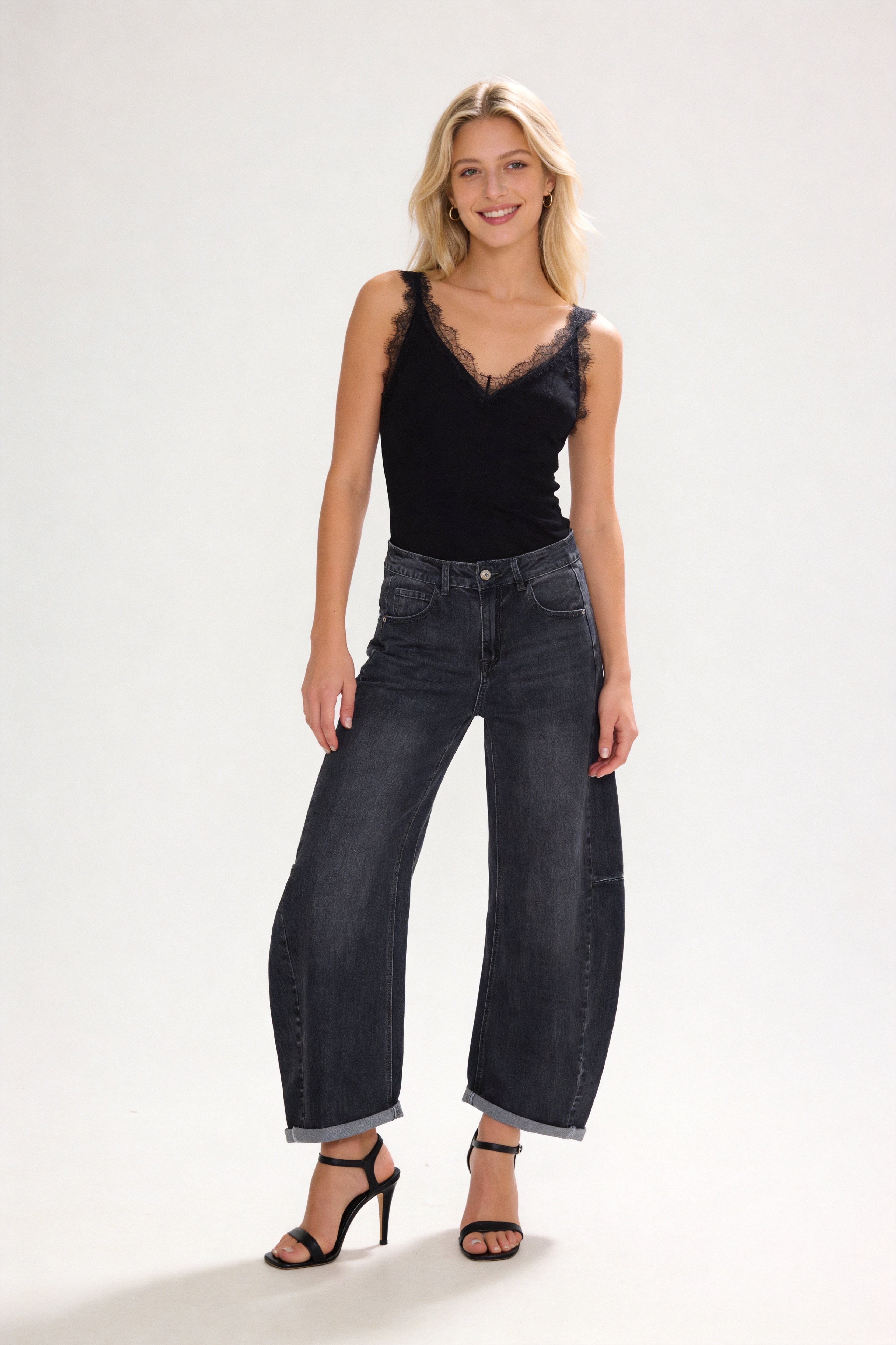 High‑Waist Wide‑Leg Jeans
