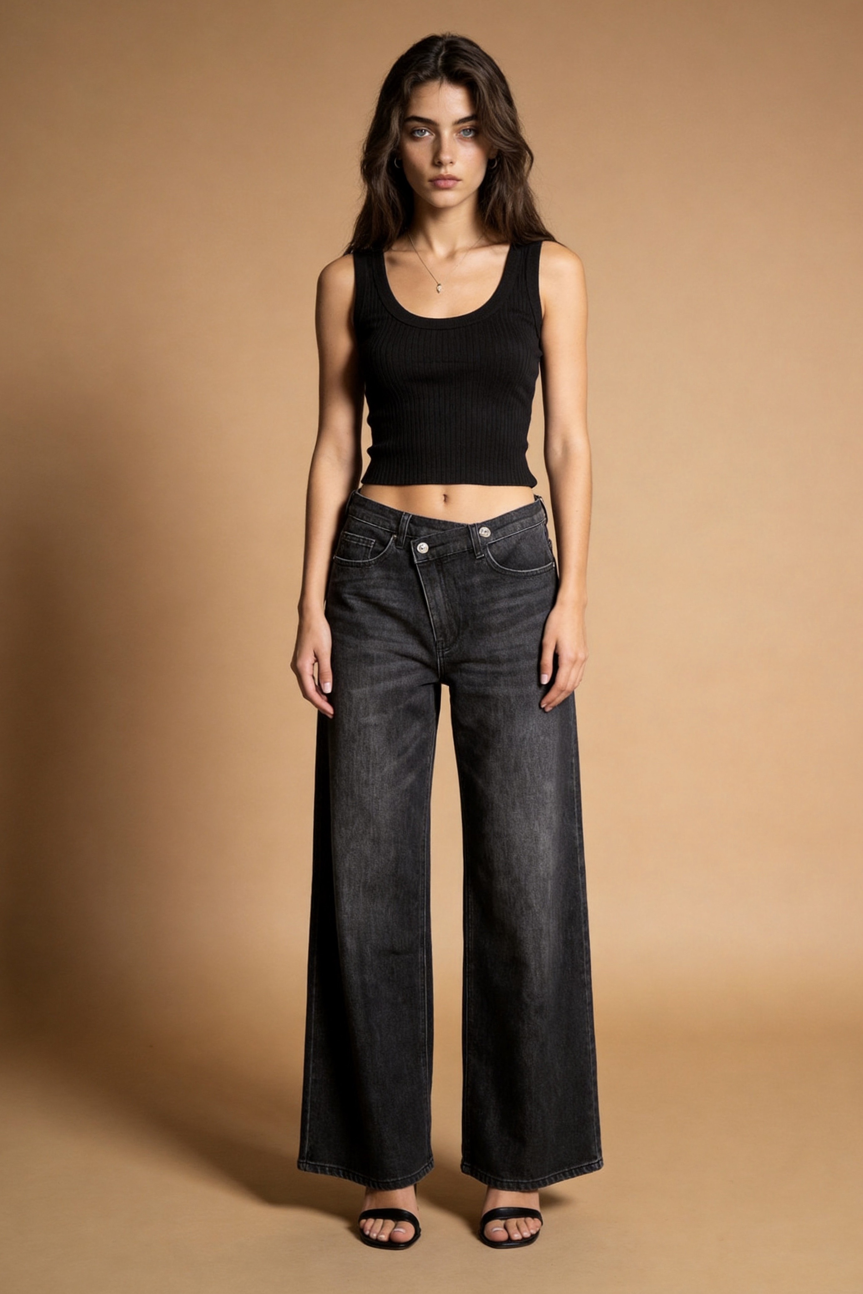 Wide-Leg Denim Trousers