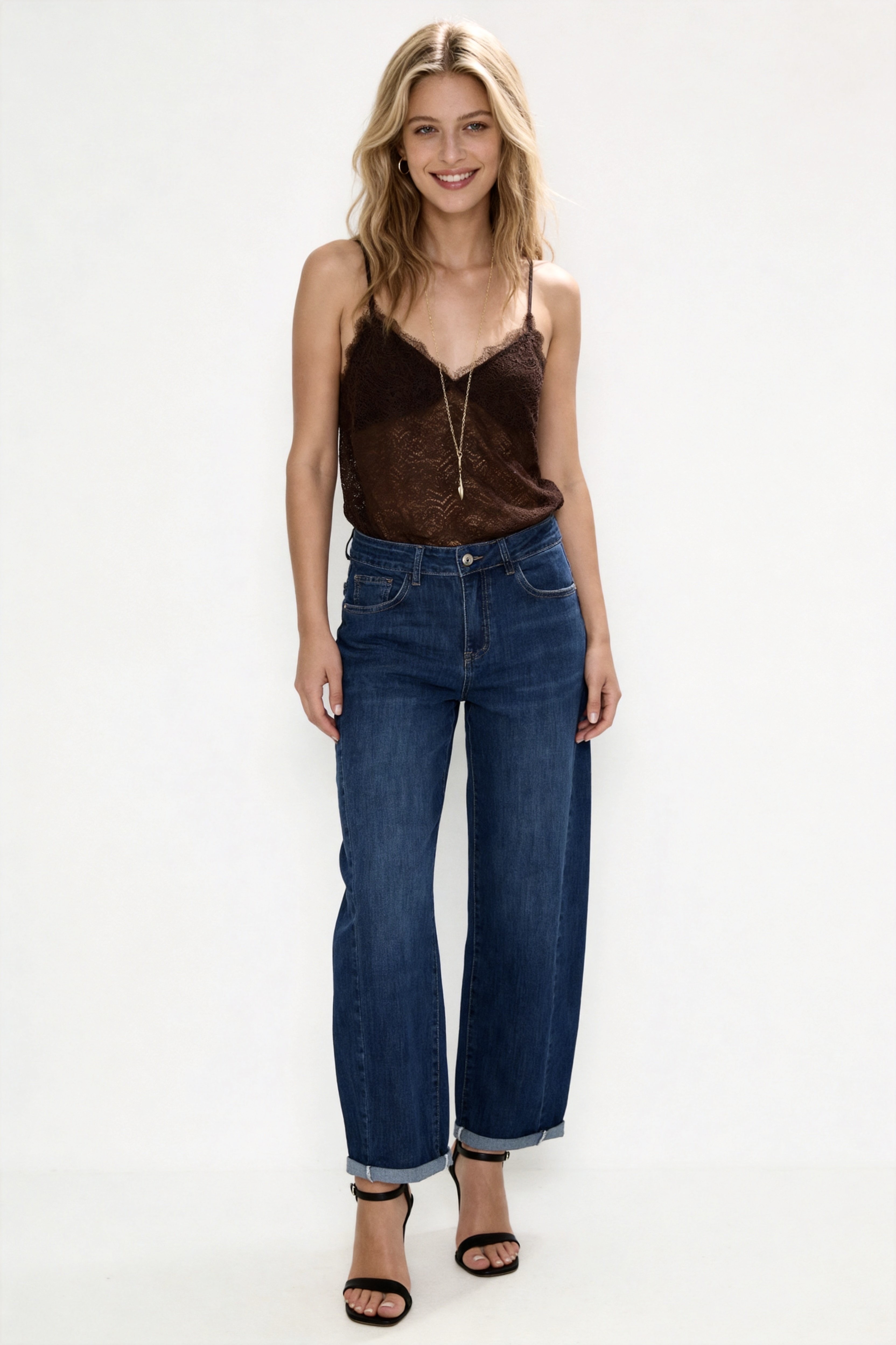 High‑Waist Wide‑Leg Jeans