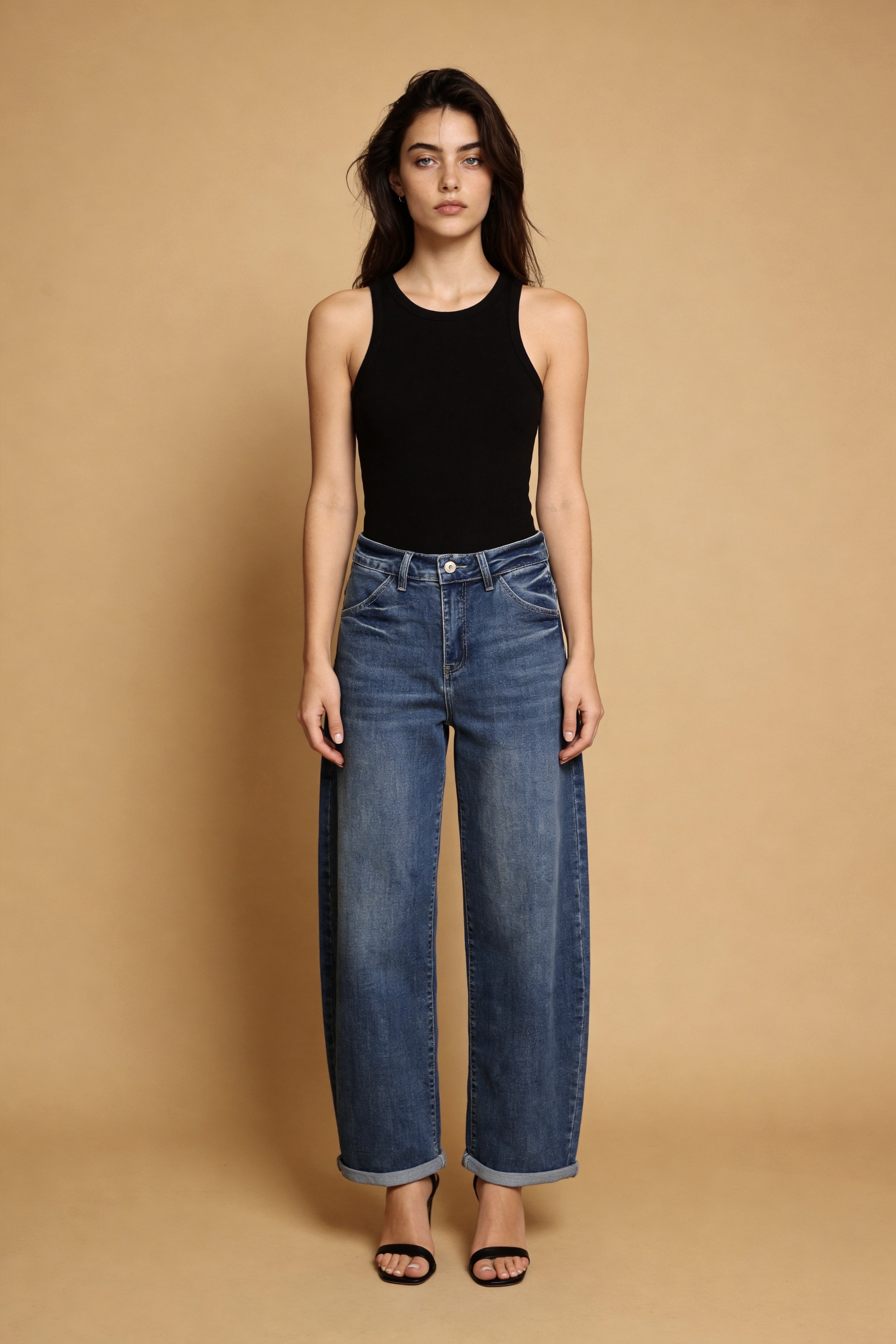Ankle-Length Wide Leg Jeans