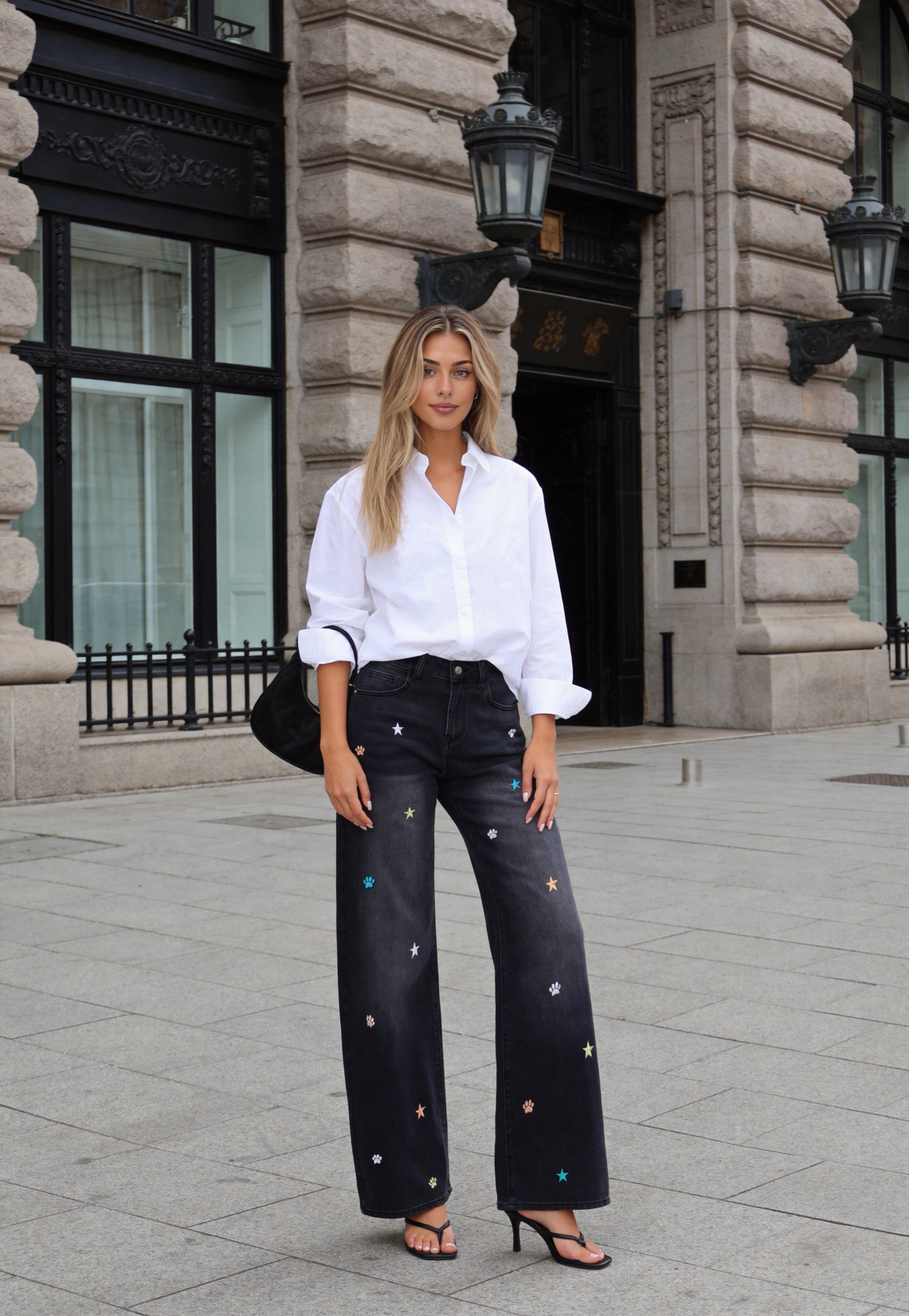 High‑Rise Wide‑Leg Jeans