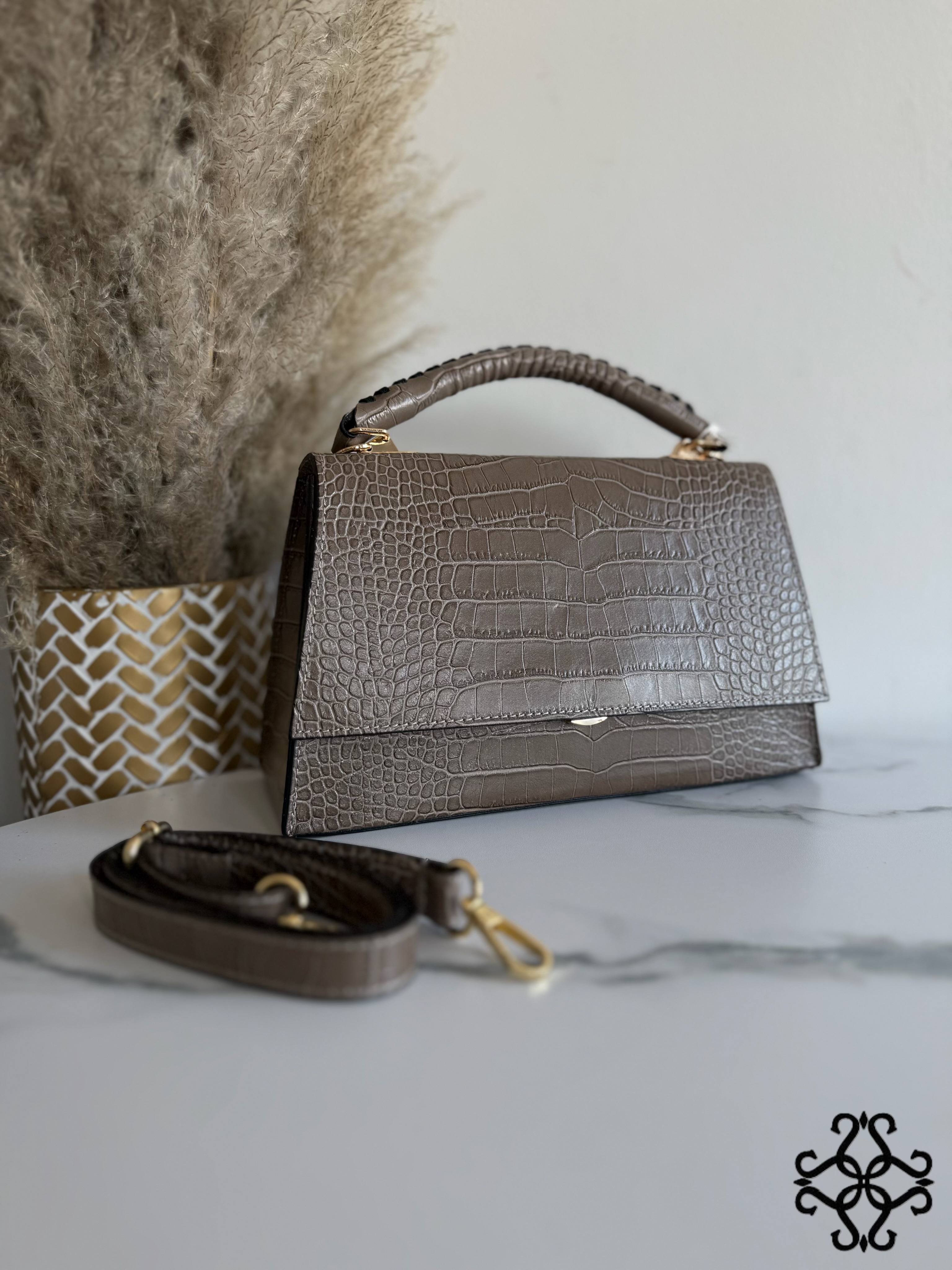 Embossed Leather Handbag
