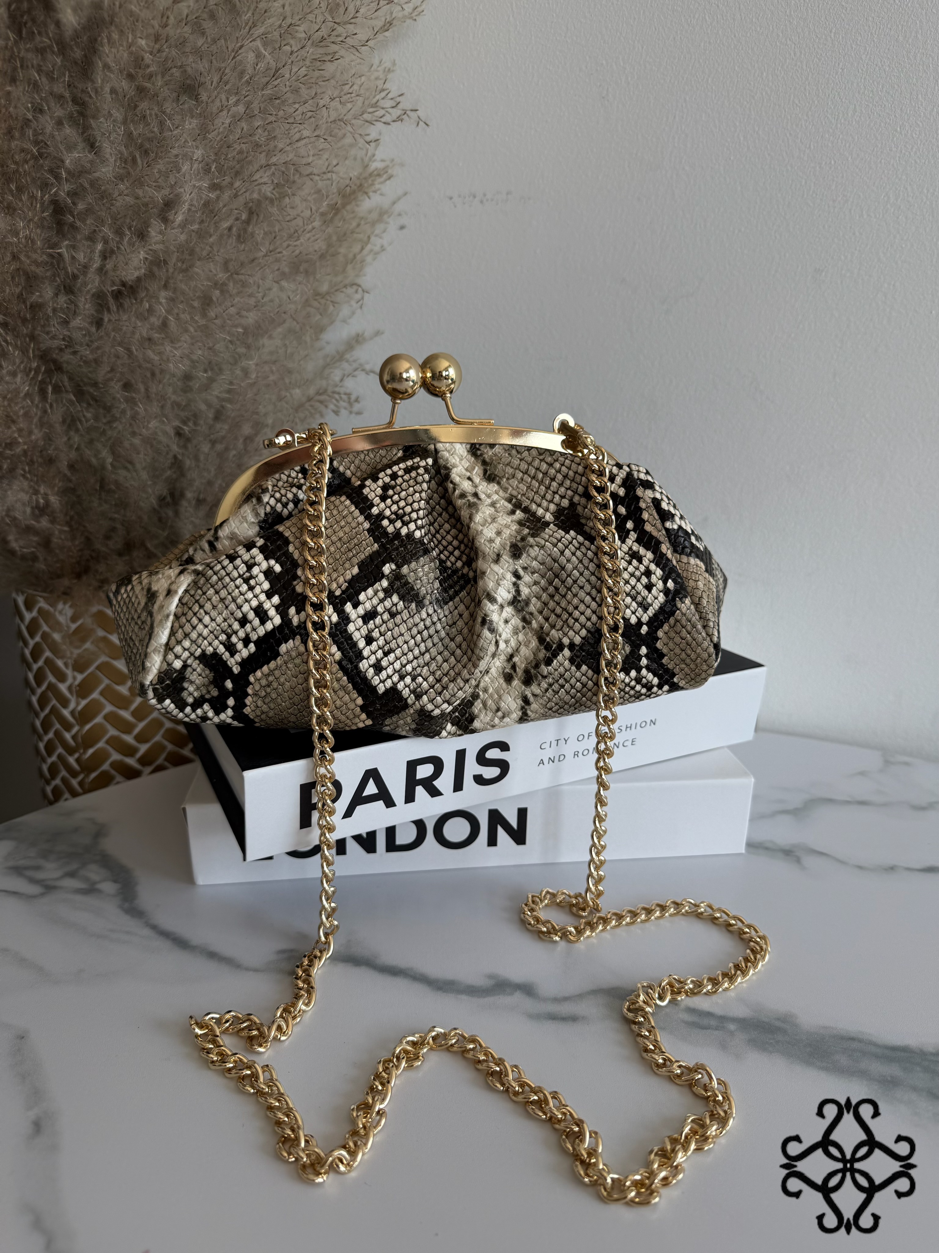 Embossed Leather Envelope Clutch