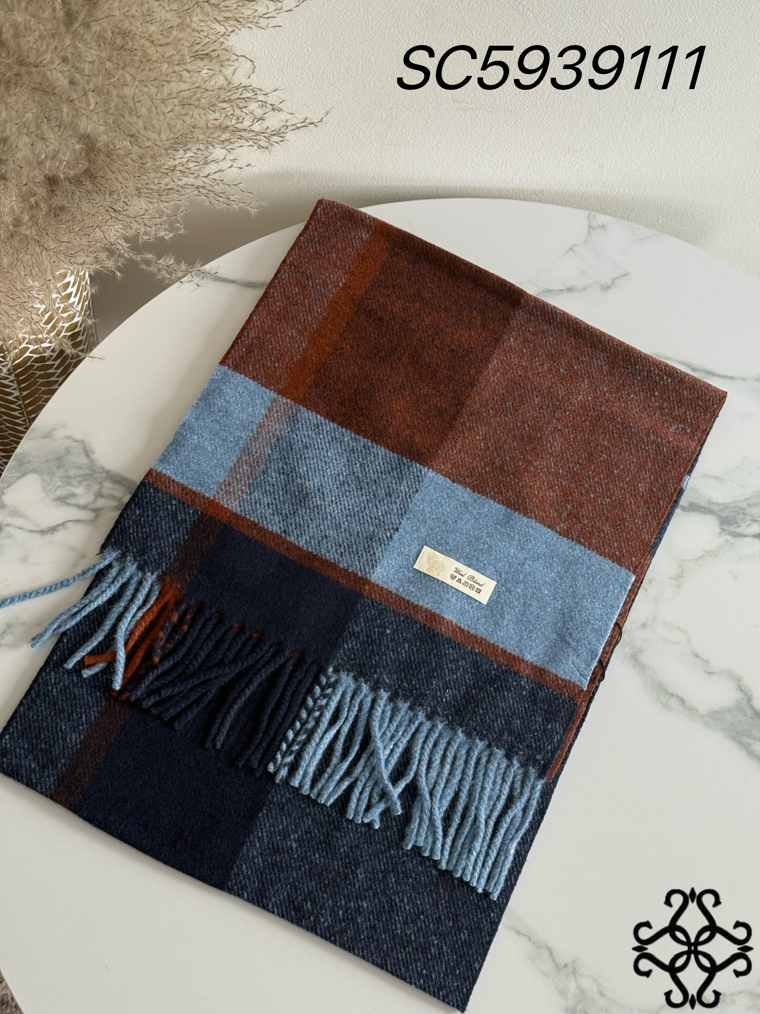 Oversized Check Scarf with Fringes