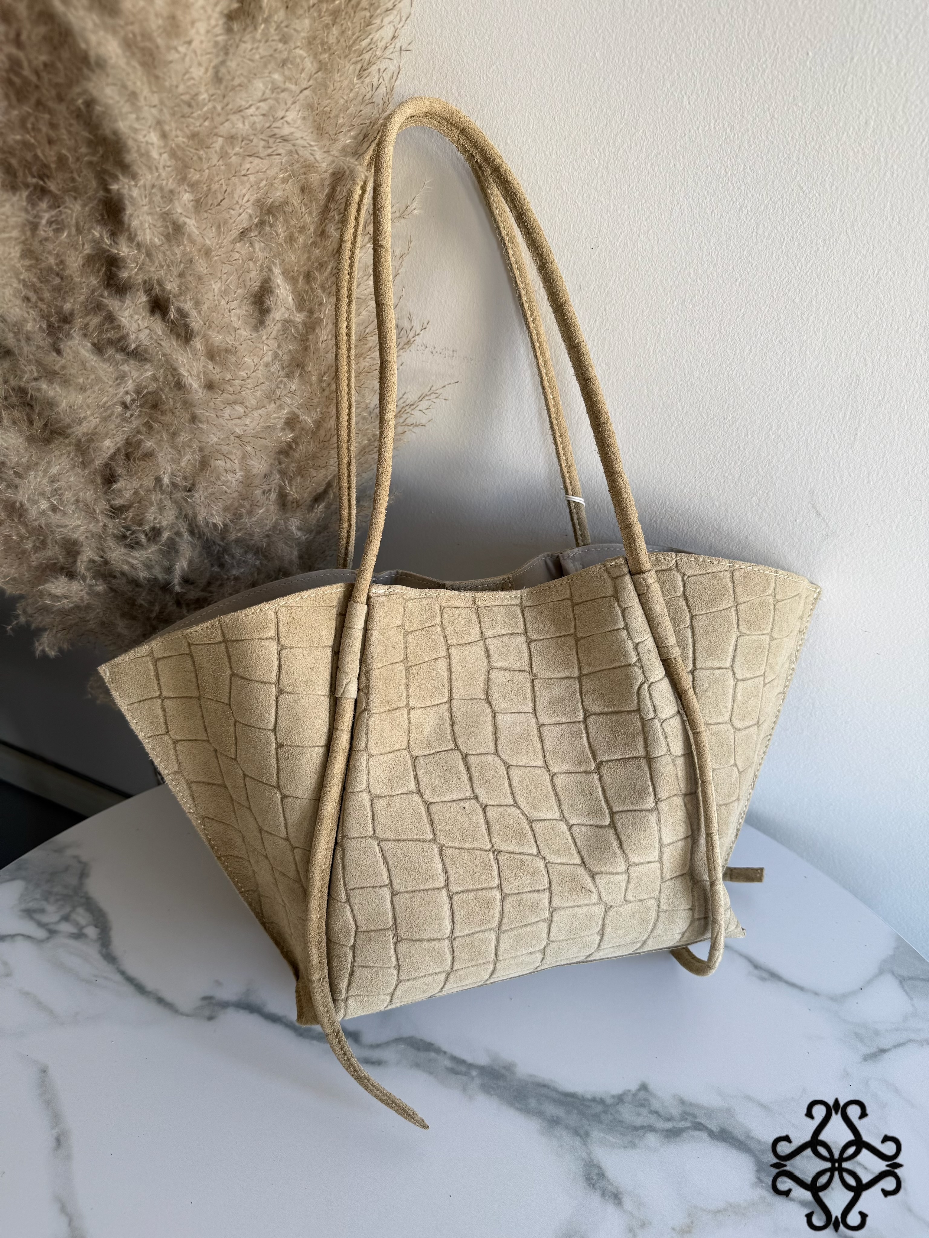 Embossed Suede Shopper Bag
