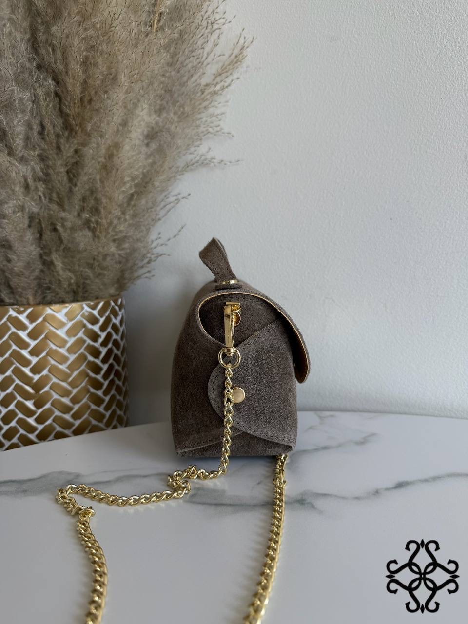 Suede Flap Bag