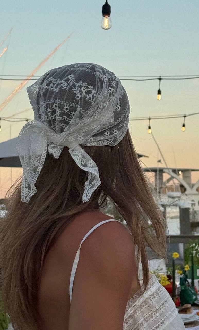 Lace Scarf with Embroidery