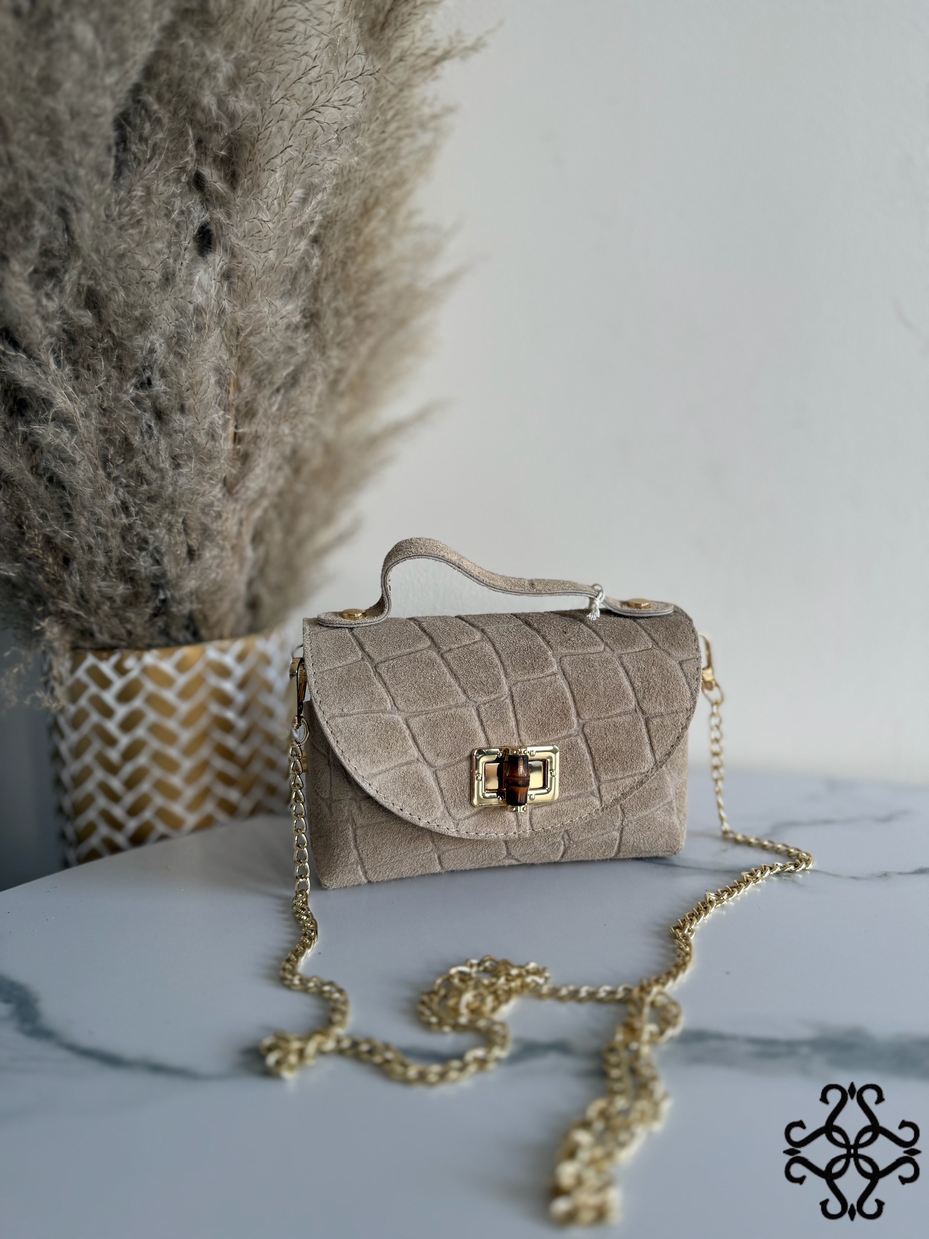 Mini Suede Button Bag