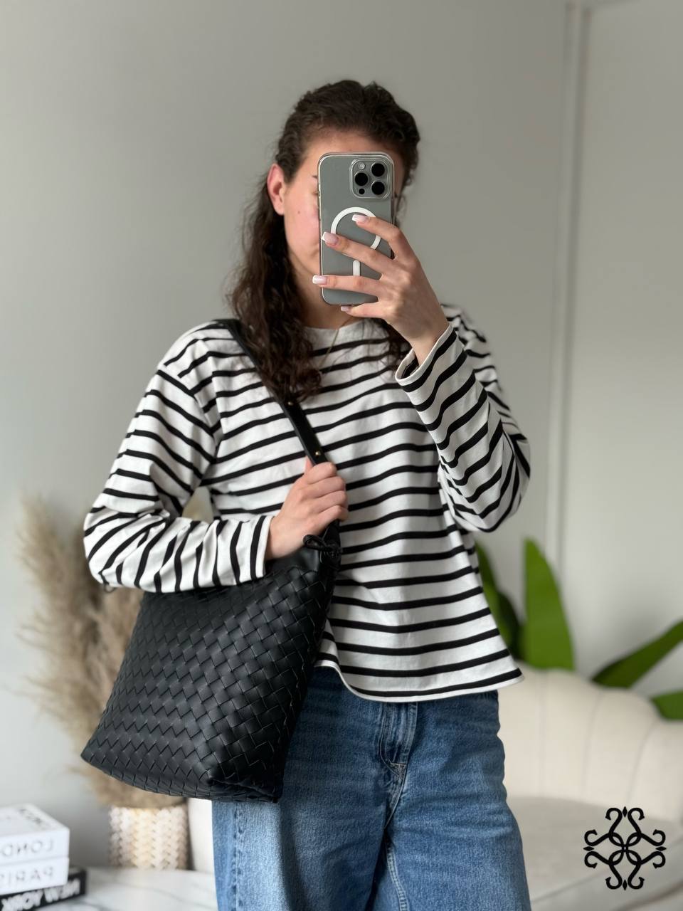 Woven Drawstring Bucket Bag
