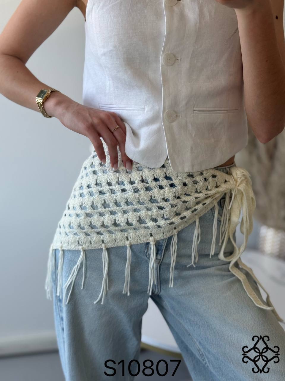 Tie-Around Openwork Scarf