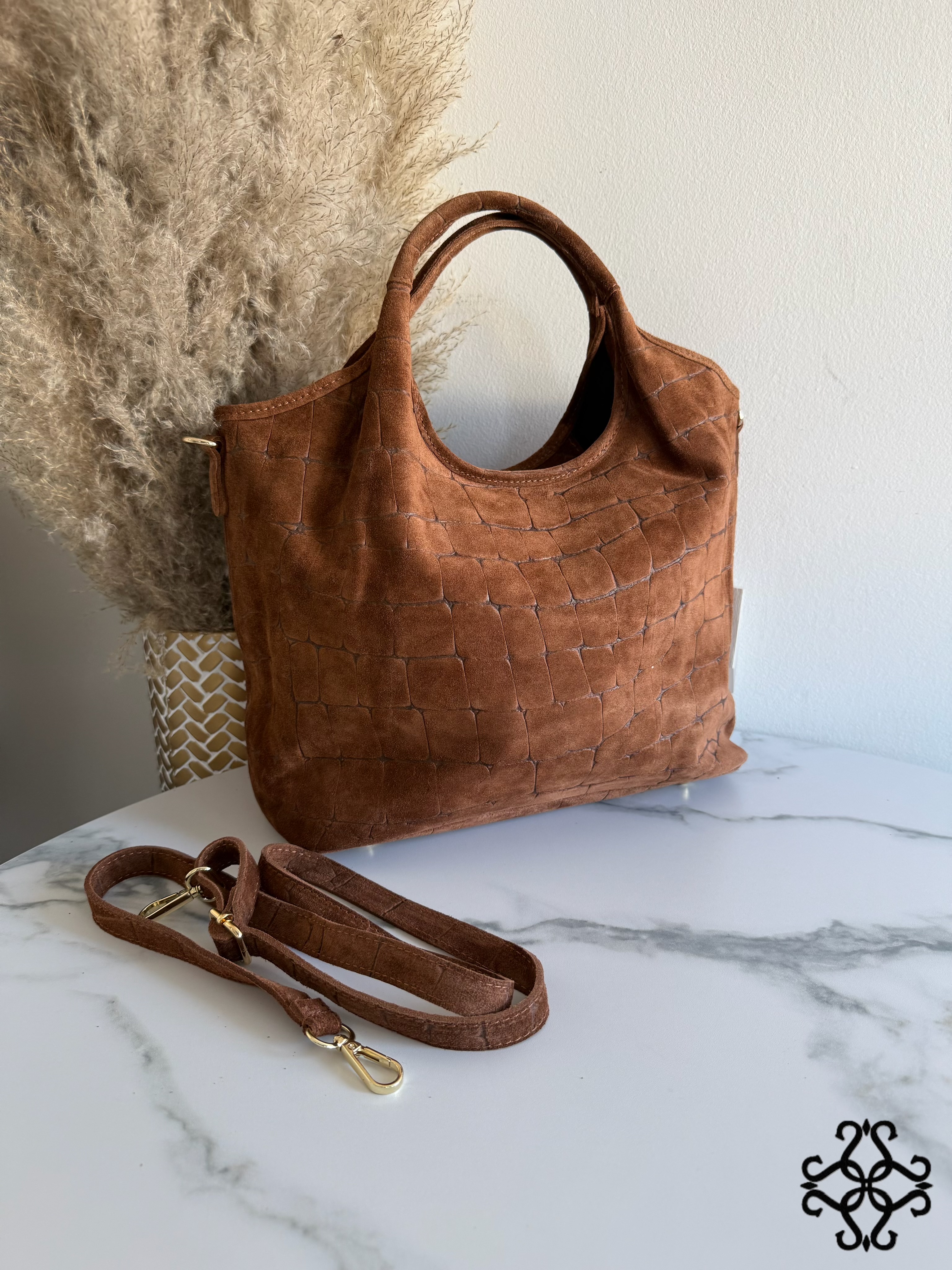 Embossed Suede Shopper Bag