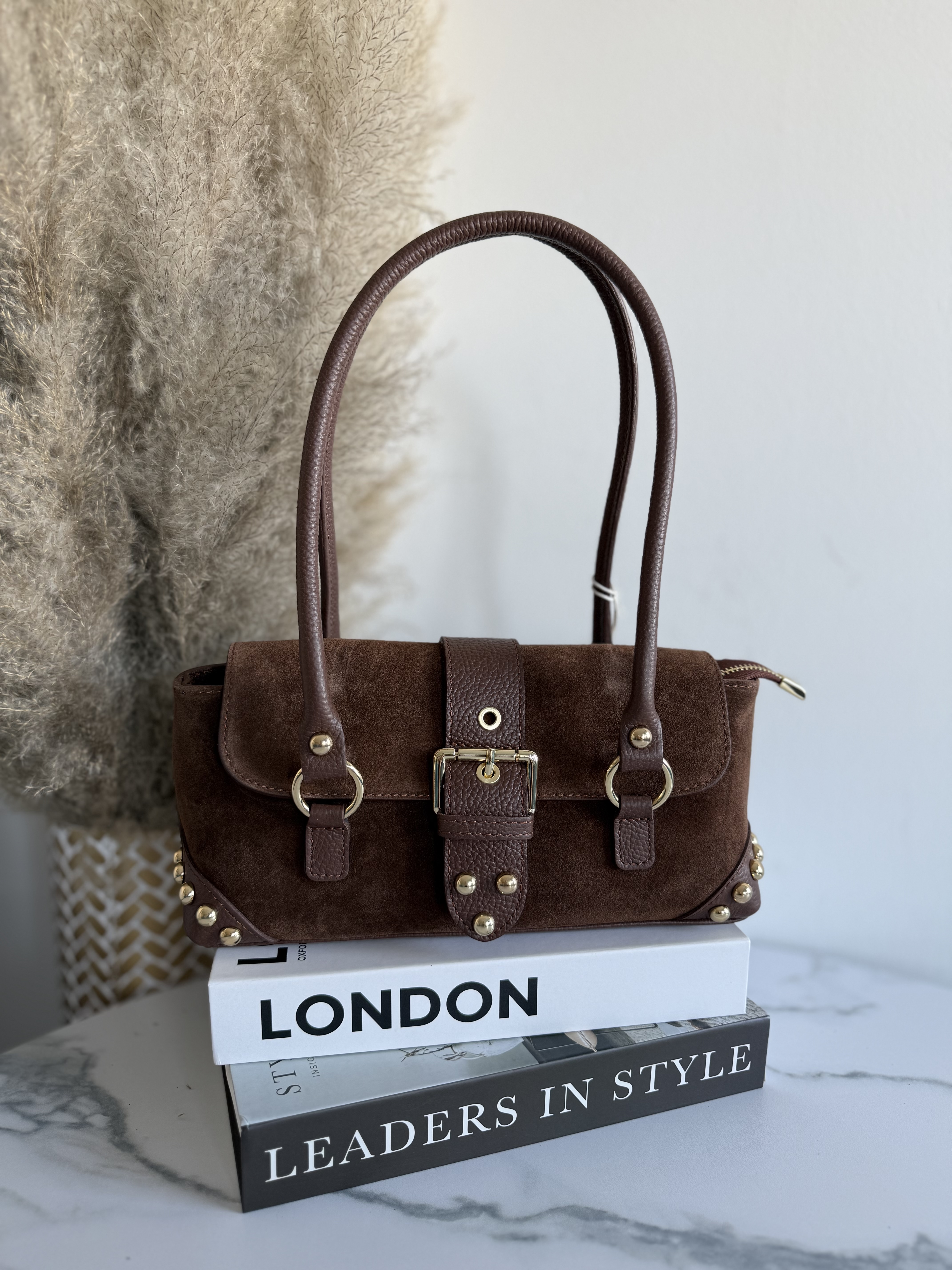 Suede Box Handbag