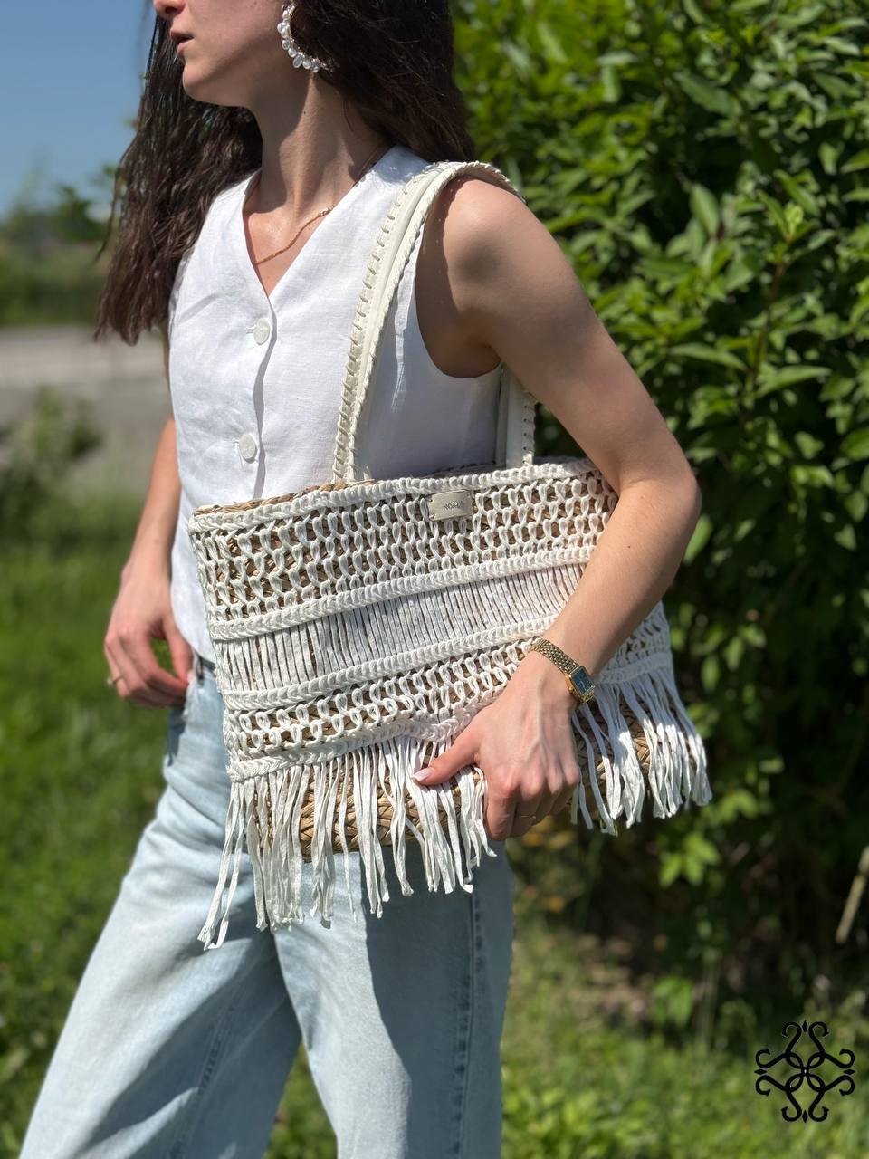 Woven Fringe Shopper Bag
