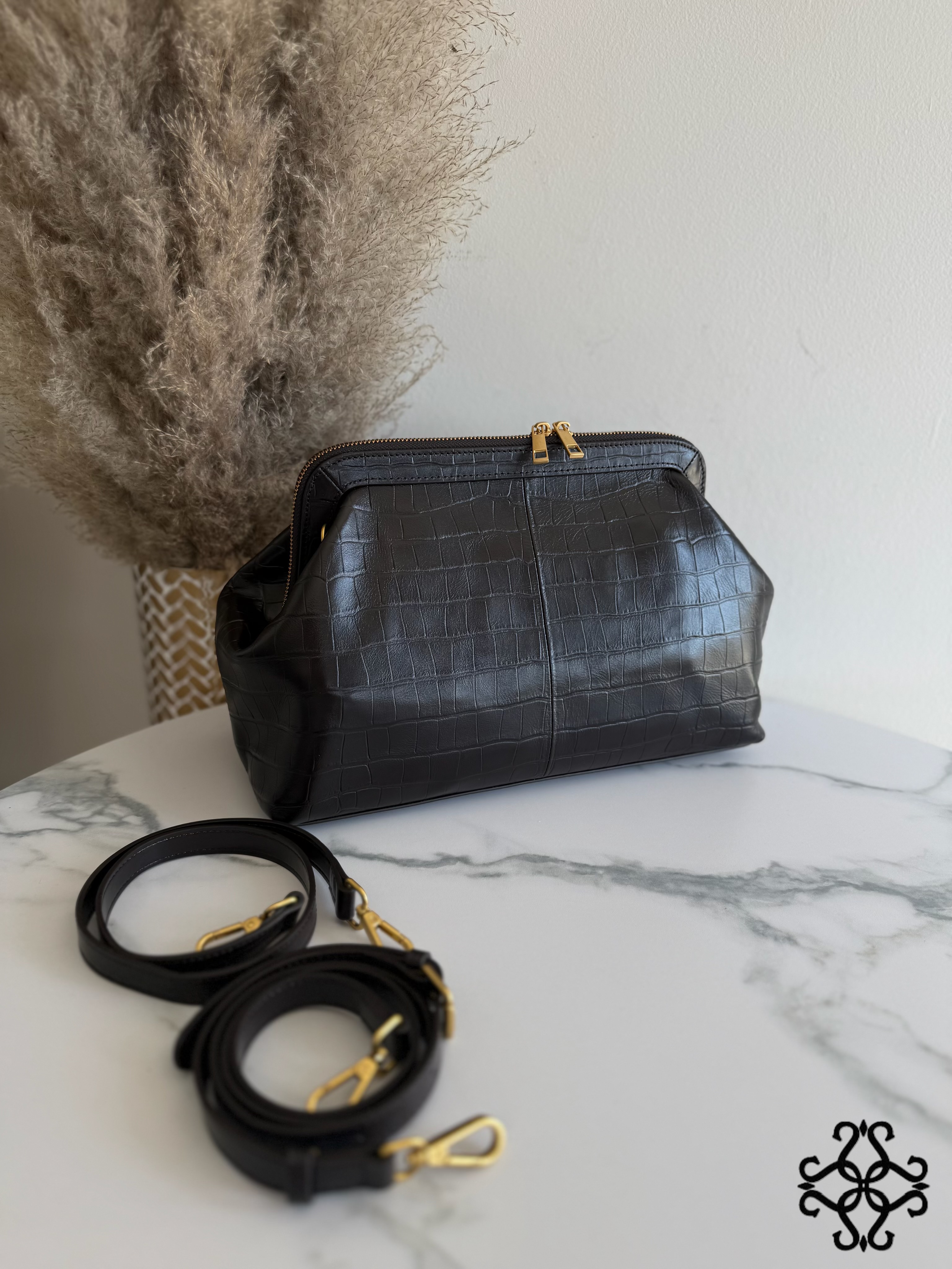 Embossed Leather Handbag