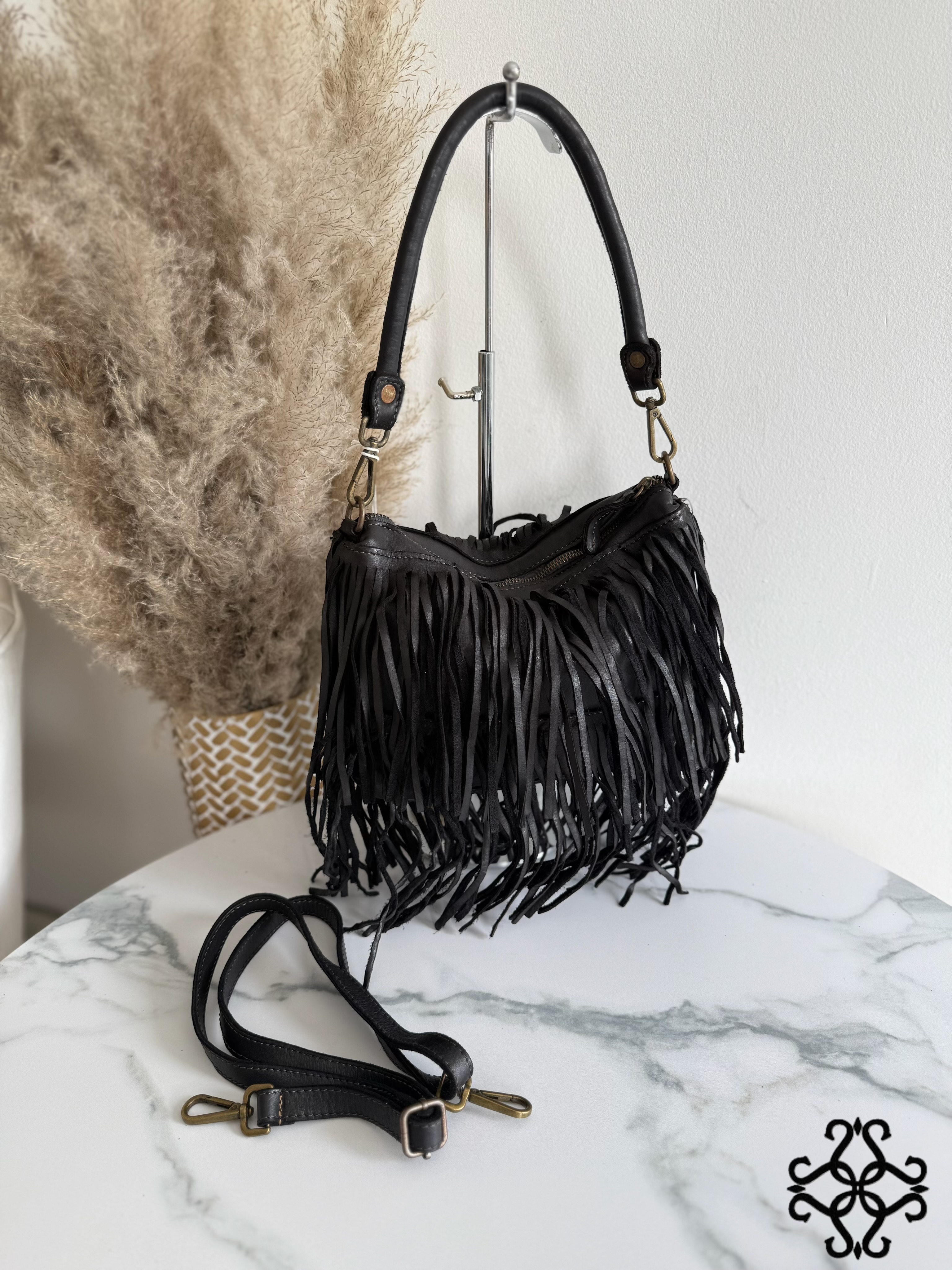 Leather Fringe Shoulder Bag