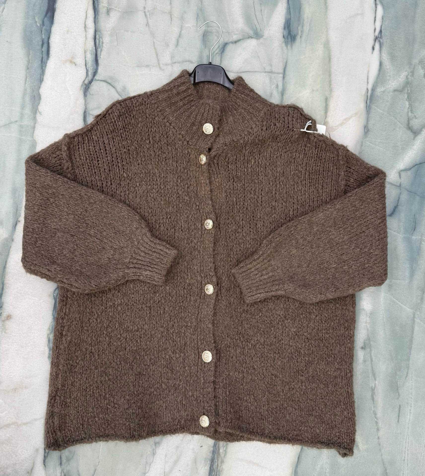 Straight Cardigan with Stand Collar