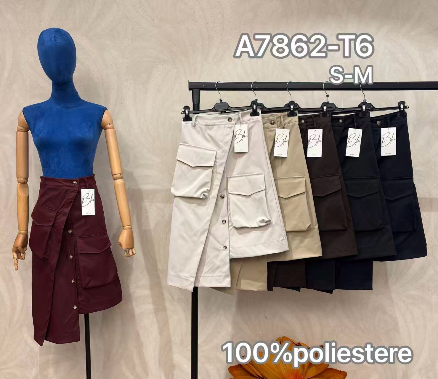 Asymmetric Midi Cargo Skirt