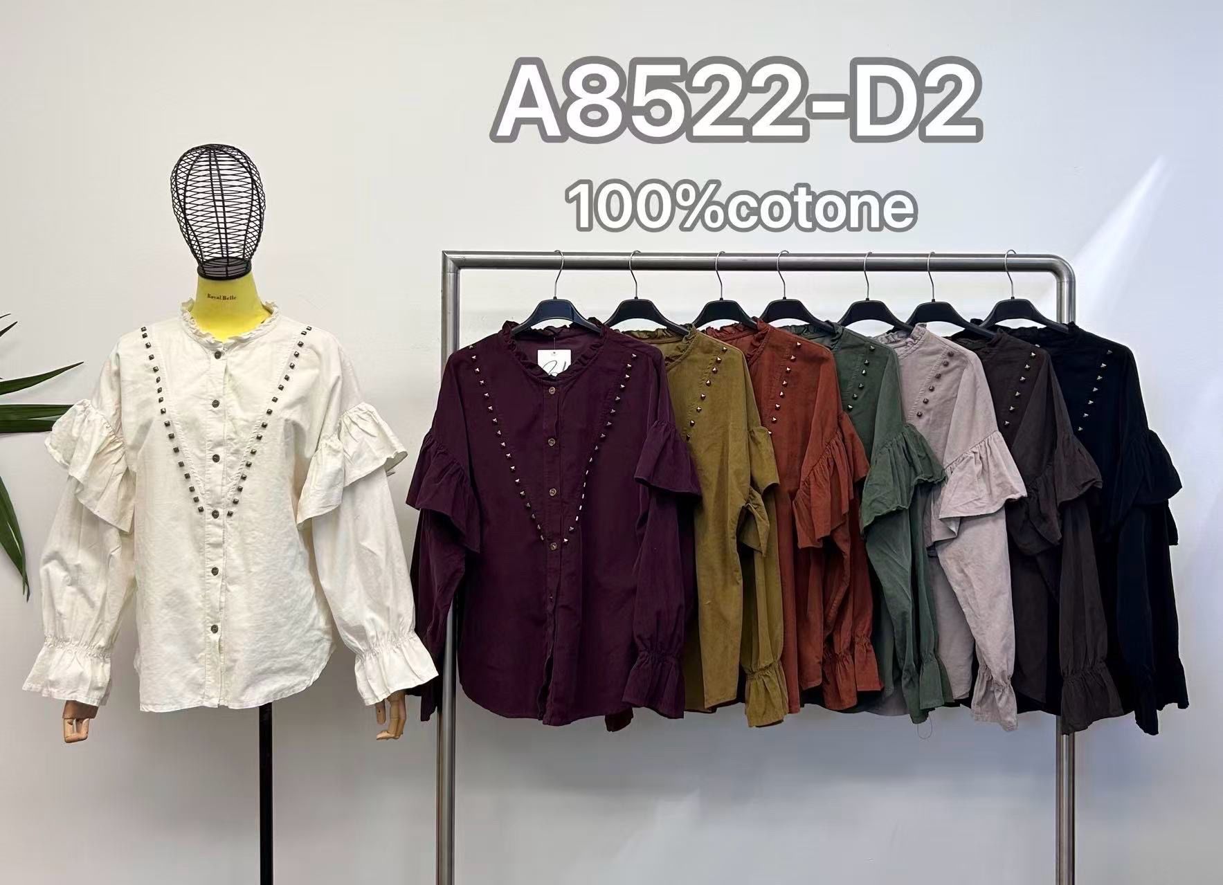 Stand-Collar Shirt with Ruffles