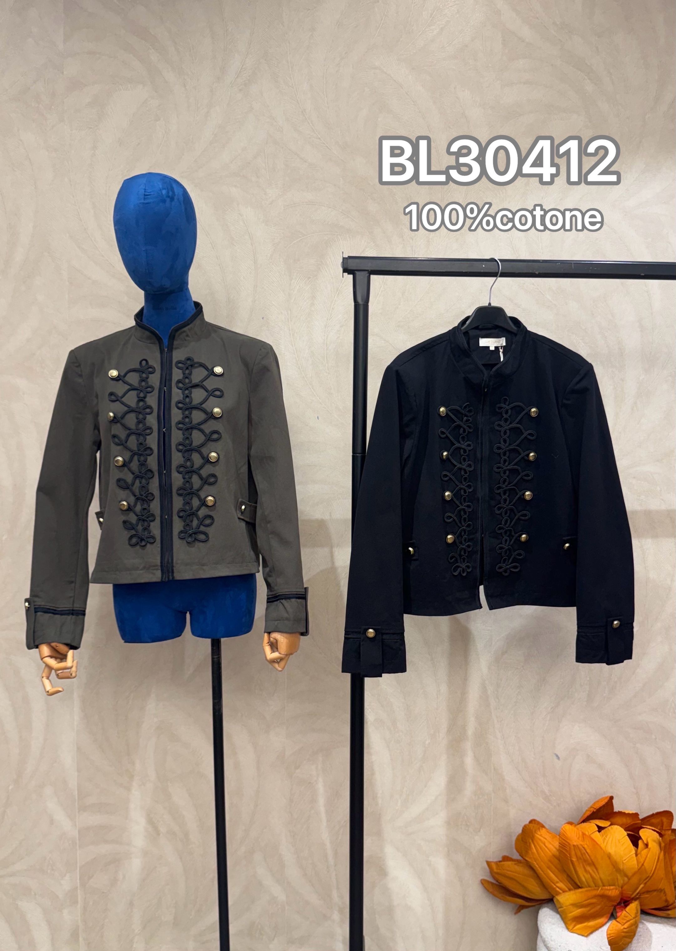 Stand-Collar Jacket with Embroidery
