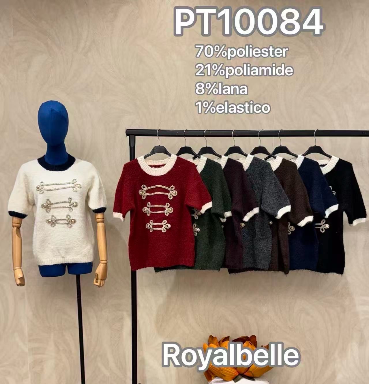 Short-Sleeve Sweater with Embroidery