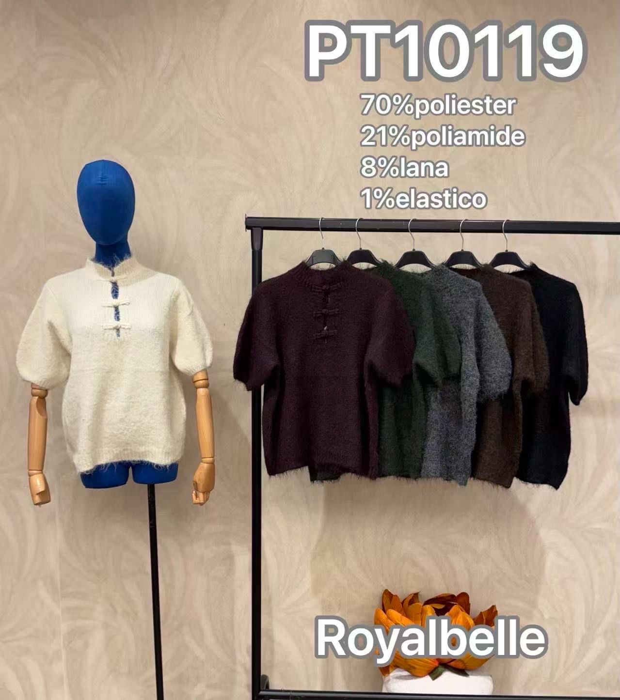 Puffed-Sleeve Mock Neck Sweater