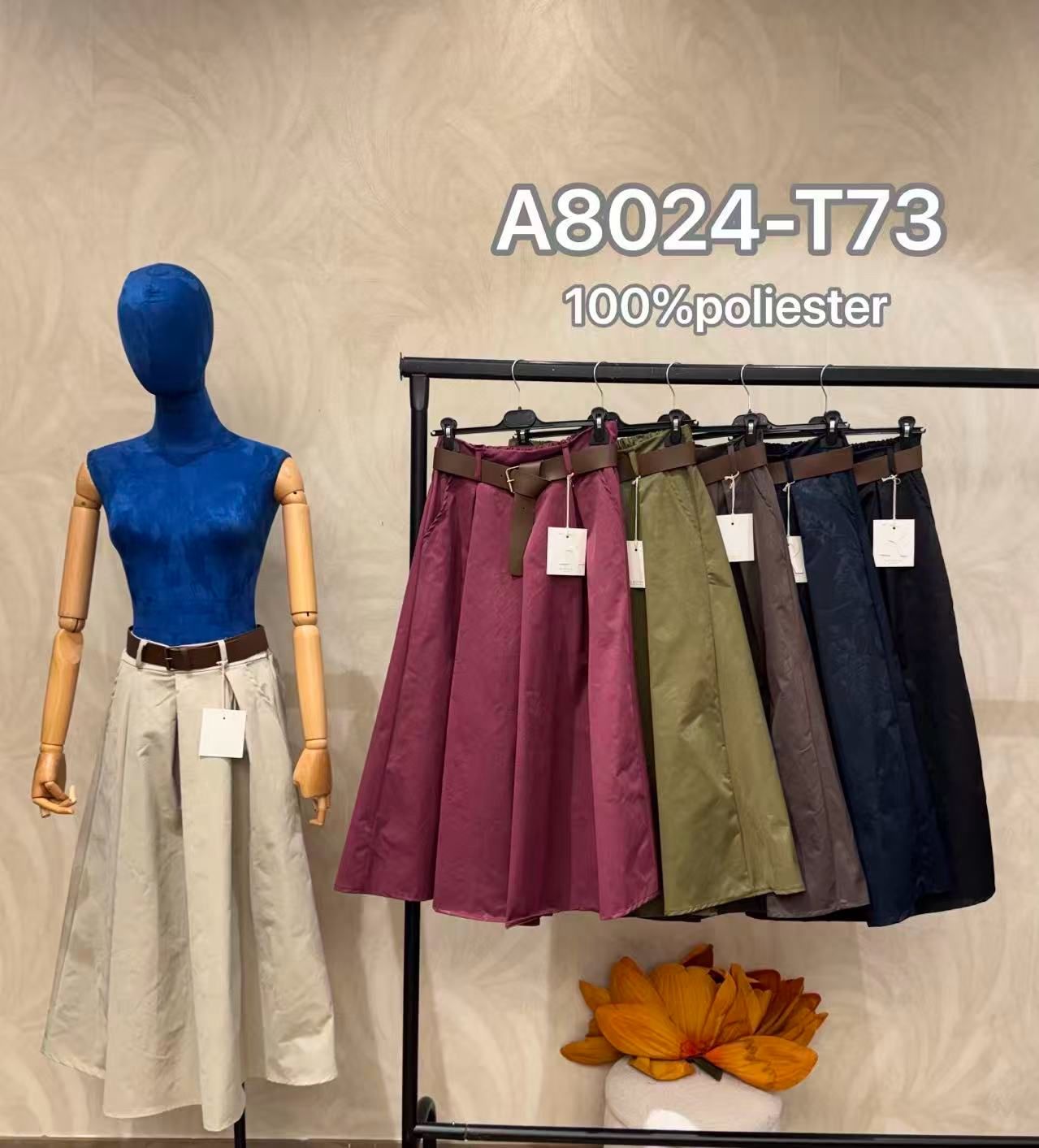 Midi Skirt with Waist Belt