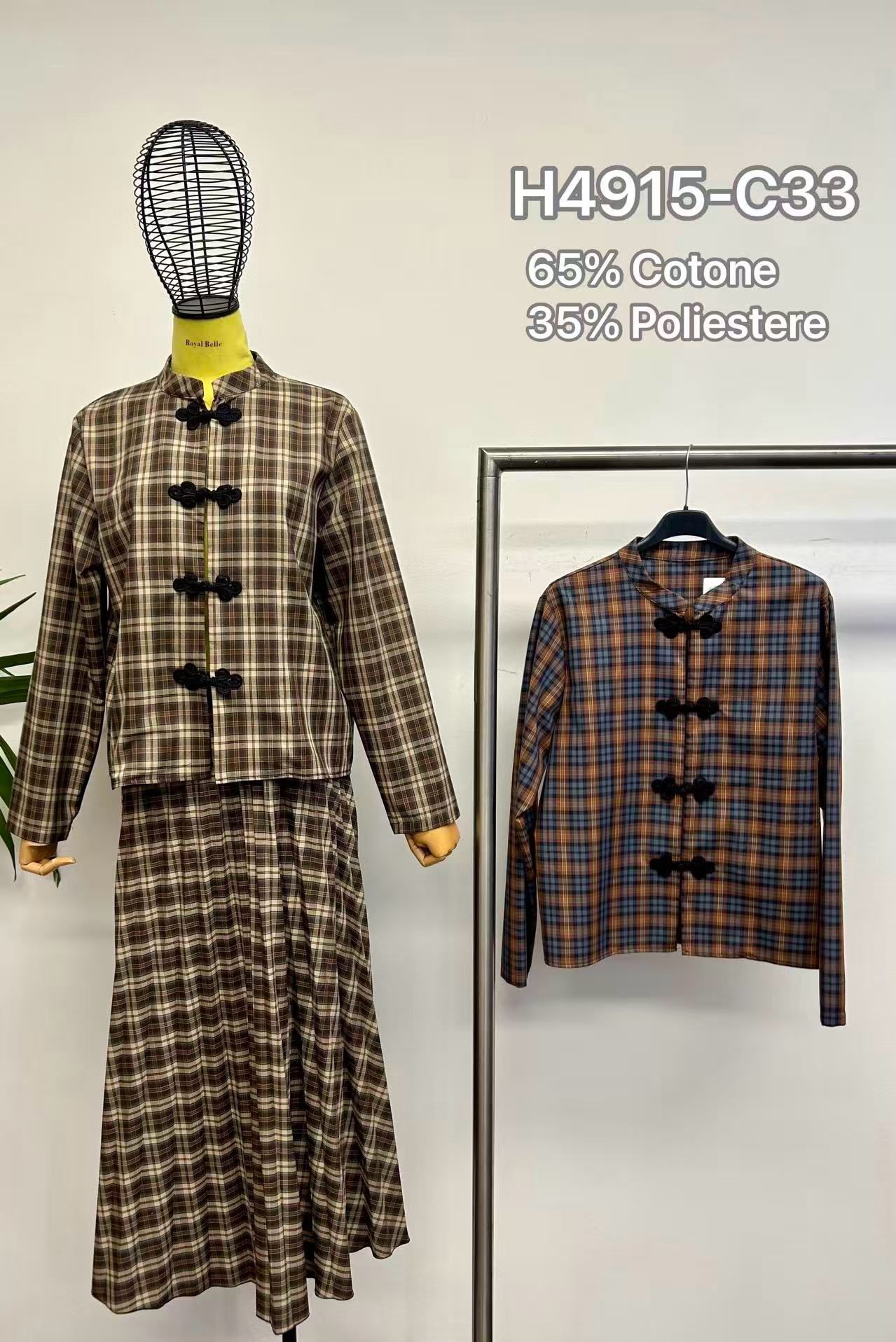 Checked Stand-Collar Jacket