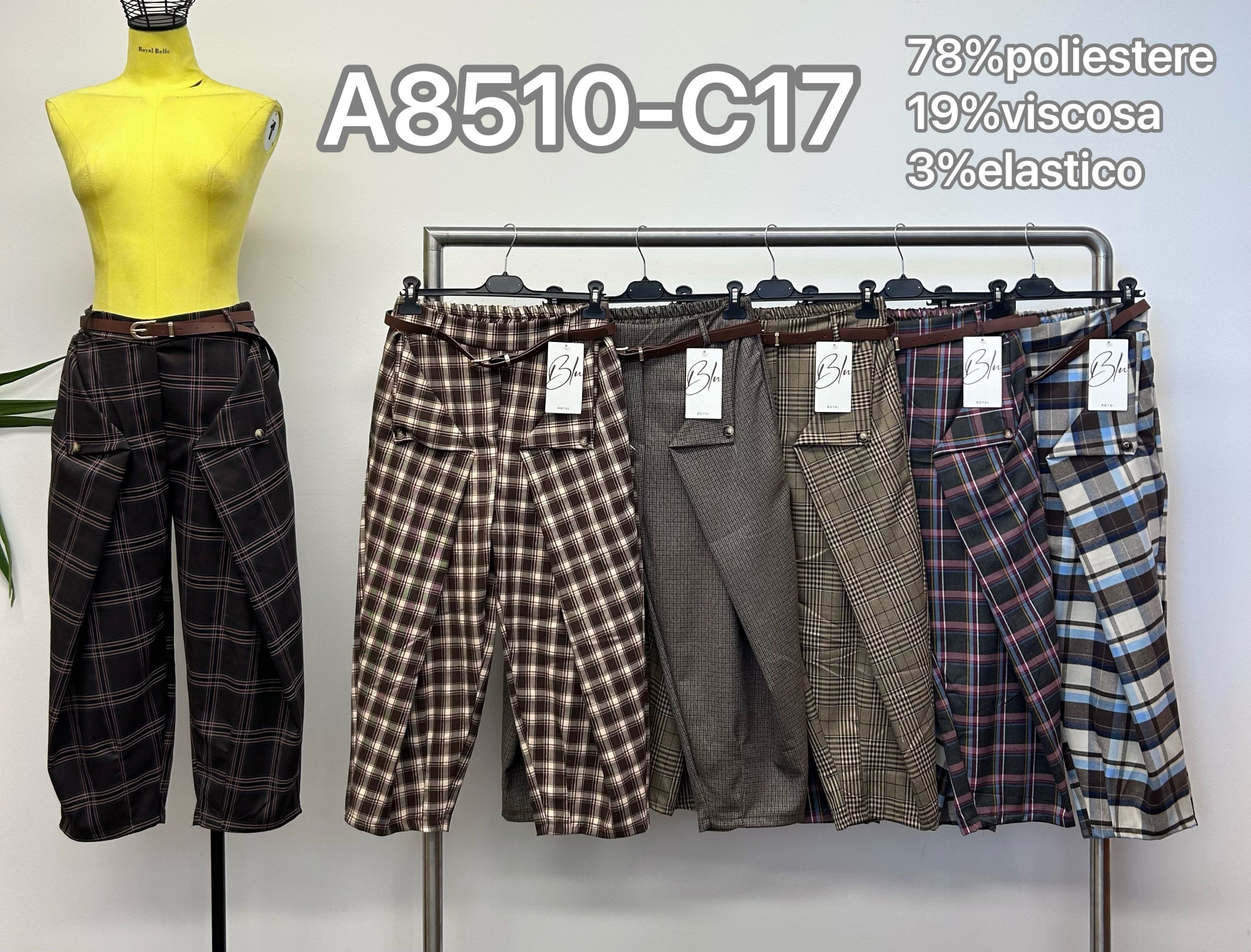 Wide Checked Trousers