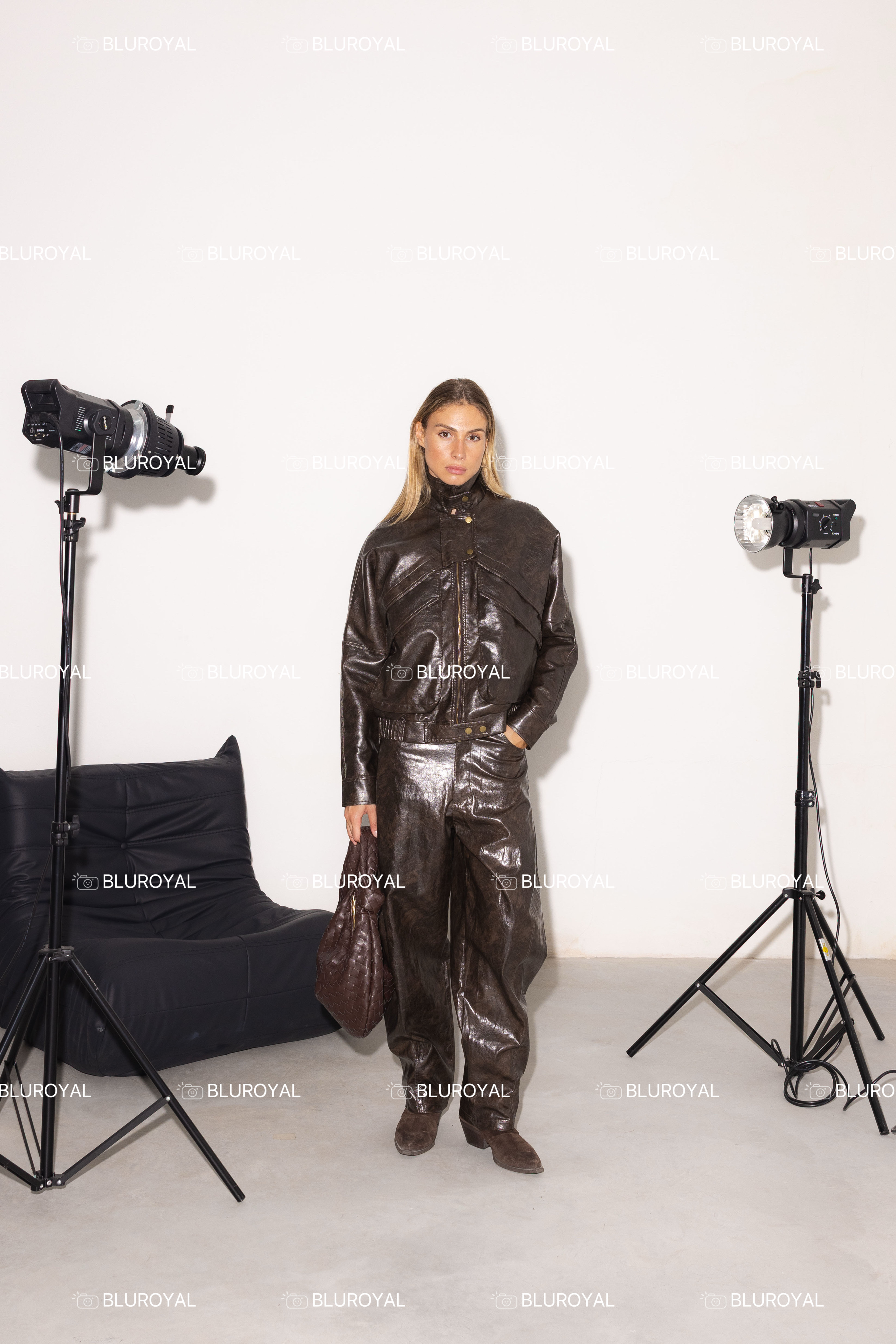 Faux Leather Straight-Leg Trousers
