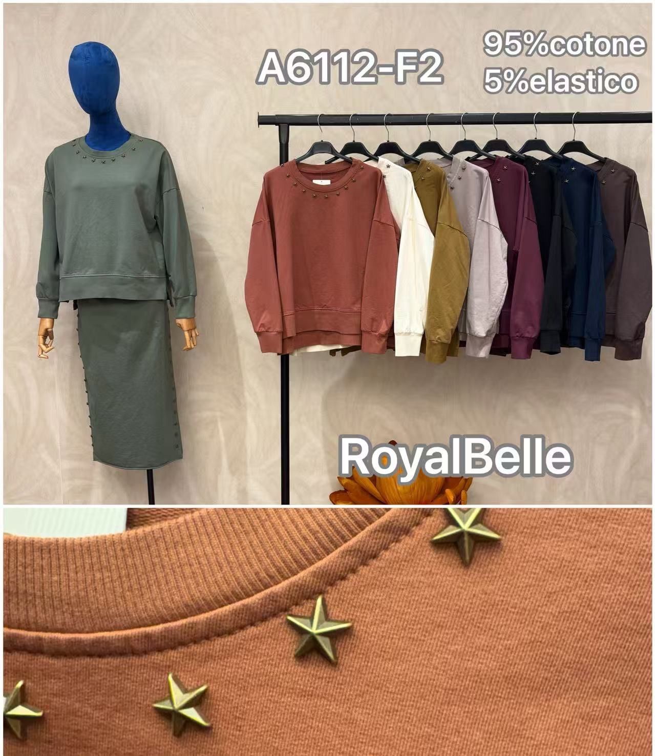 Regular Sweatshirt with Decorative Studs
