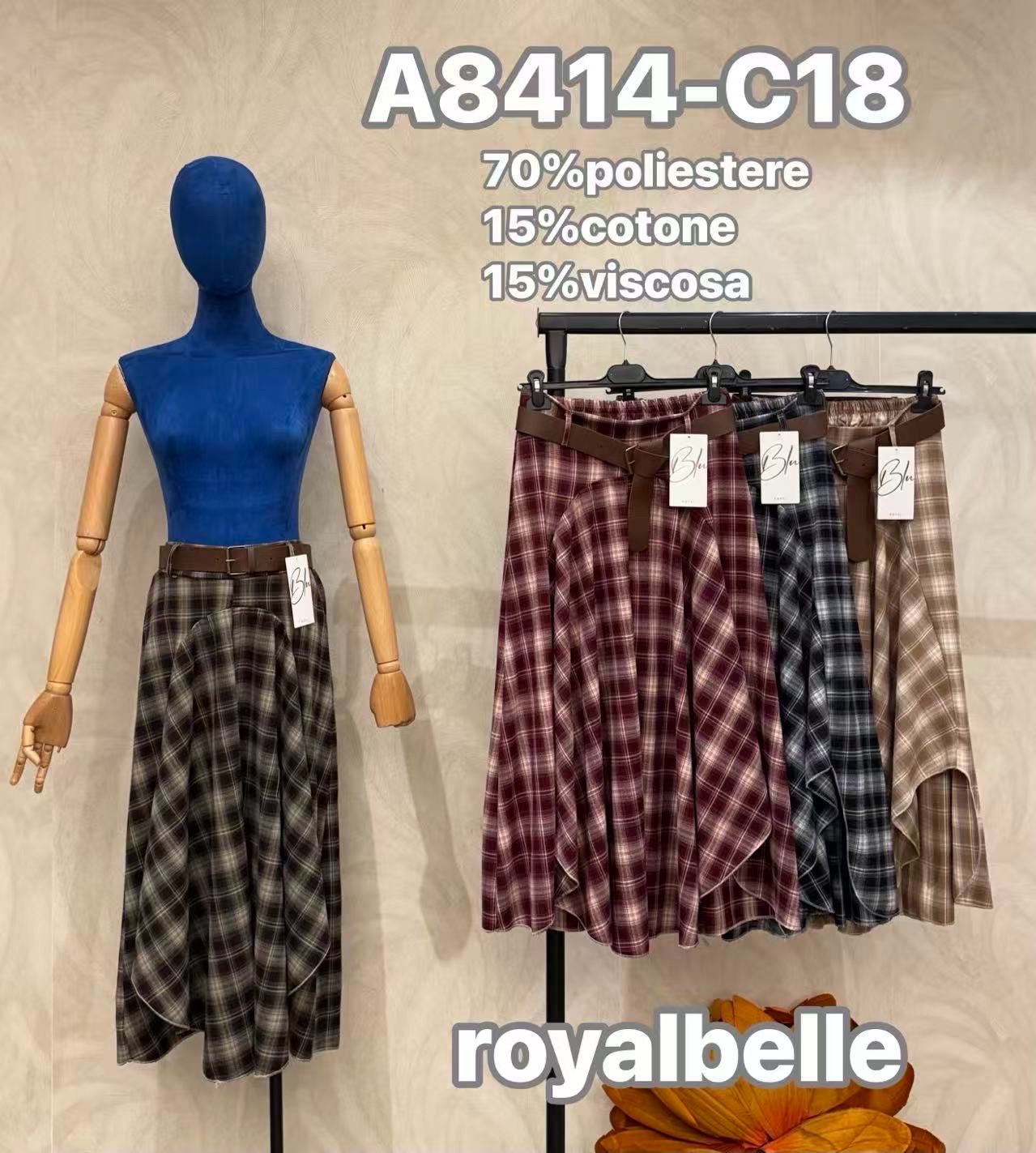 Midi Wrap Skirt in Check