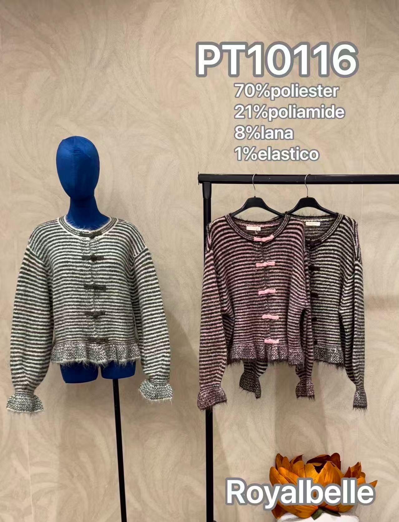 Micro-Strip Knit Cardigan