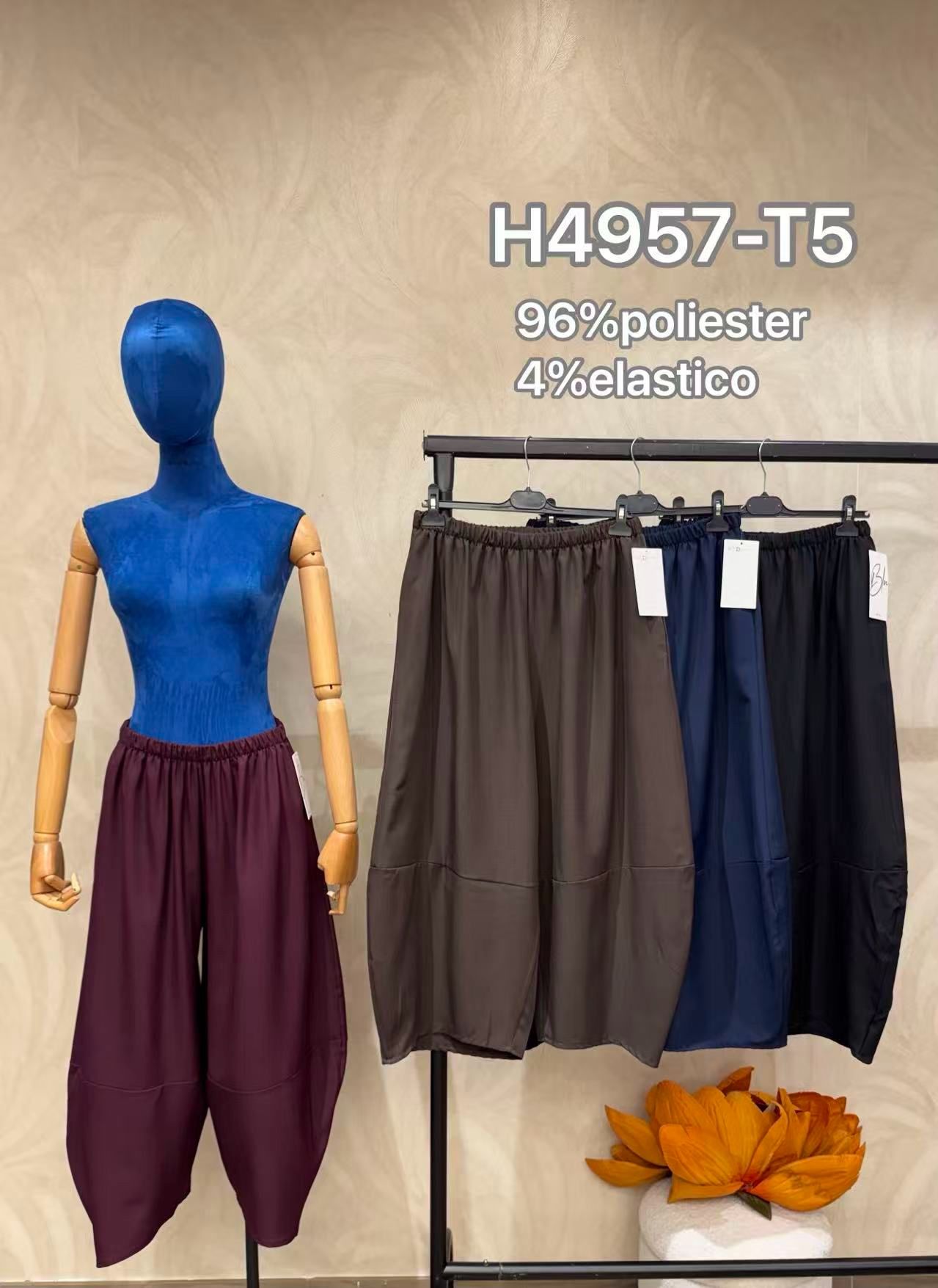 Balloon 7/8 Trousers with Elastic Waist