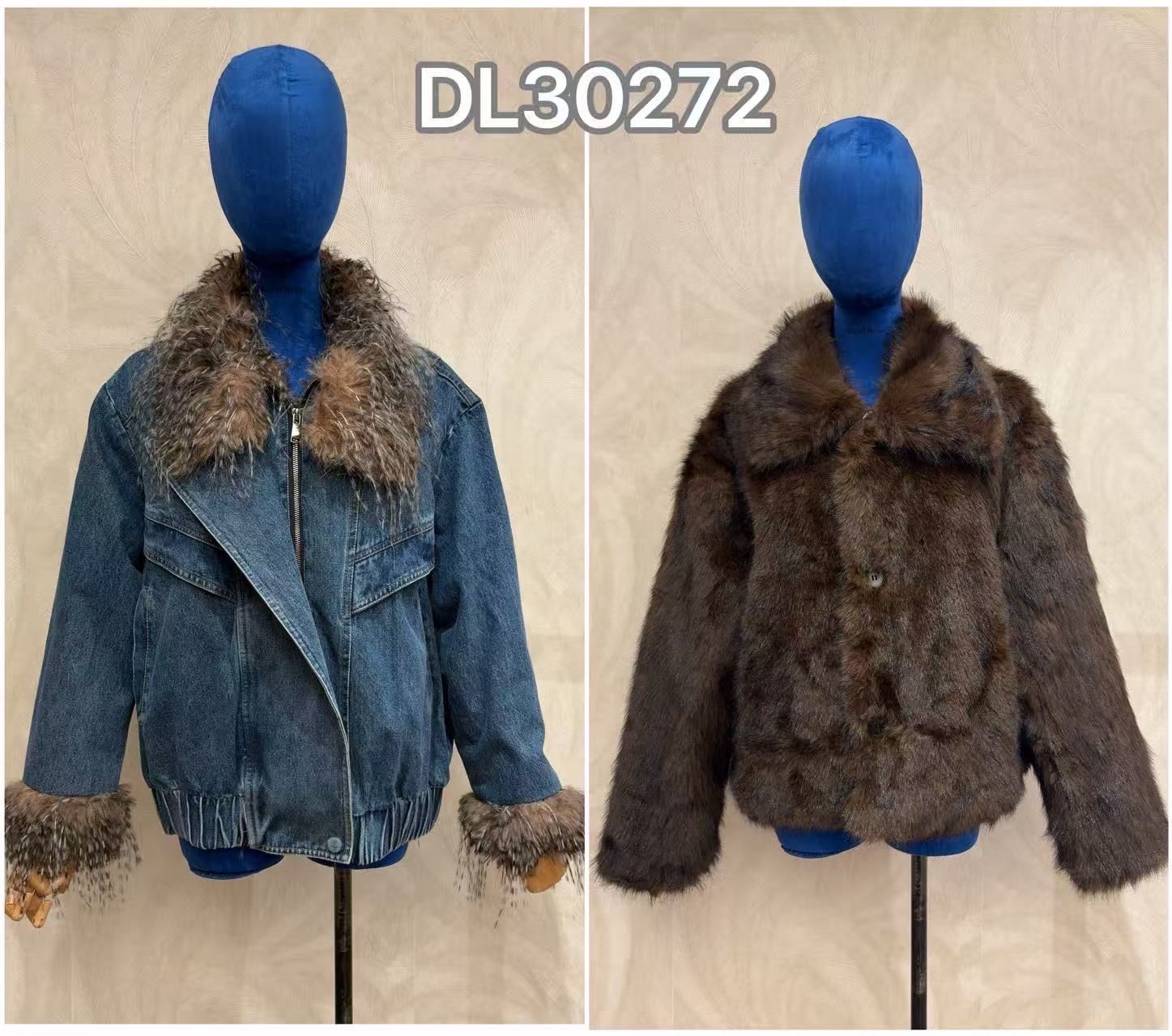 Denim Jacket with Fur Collar