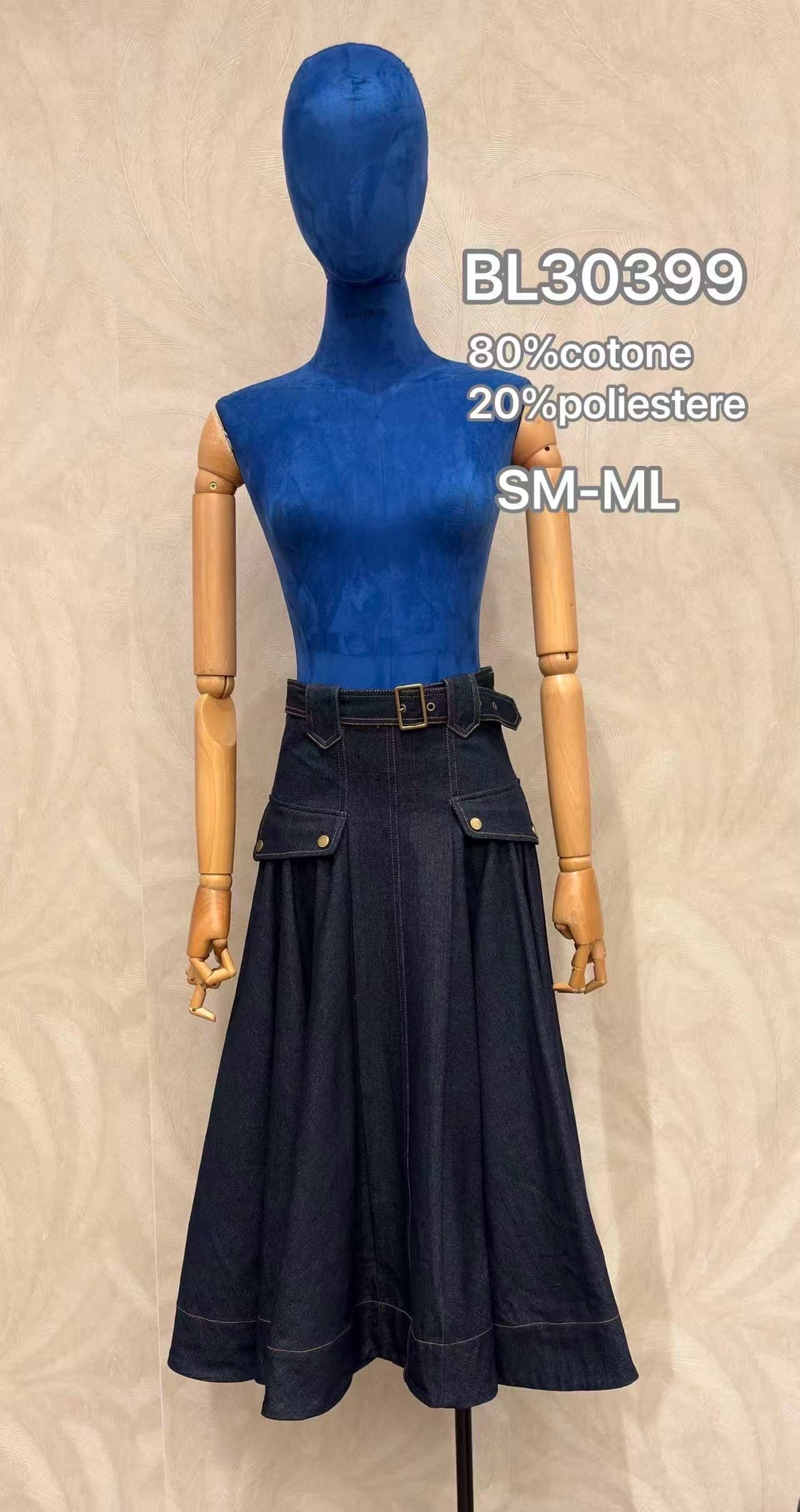 Maxi Denim Skirt with Belt