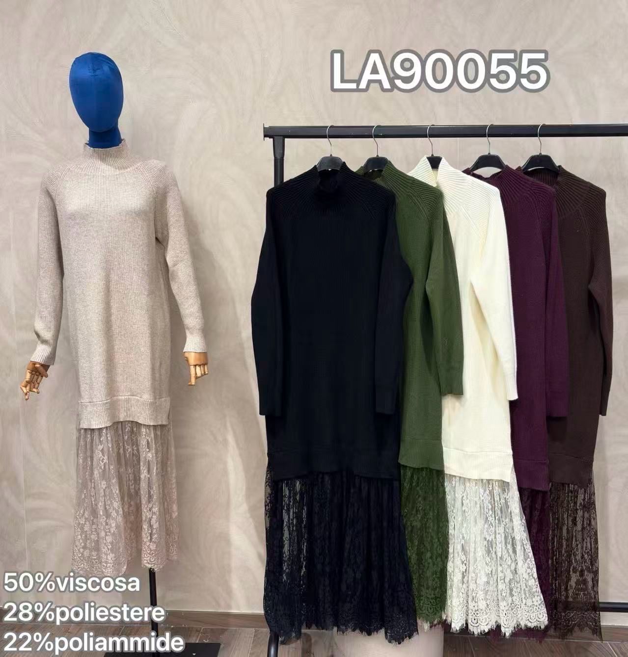Ribbed Maxi Sweater Dress with Funnel Neck