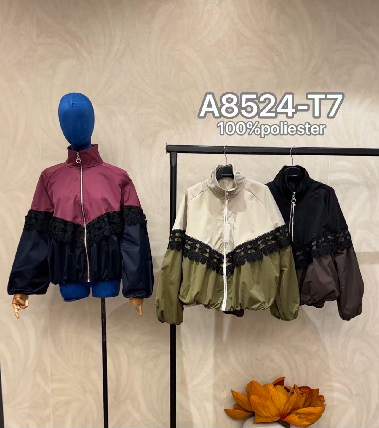 Lace-Trim Bomber Jacket